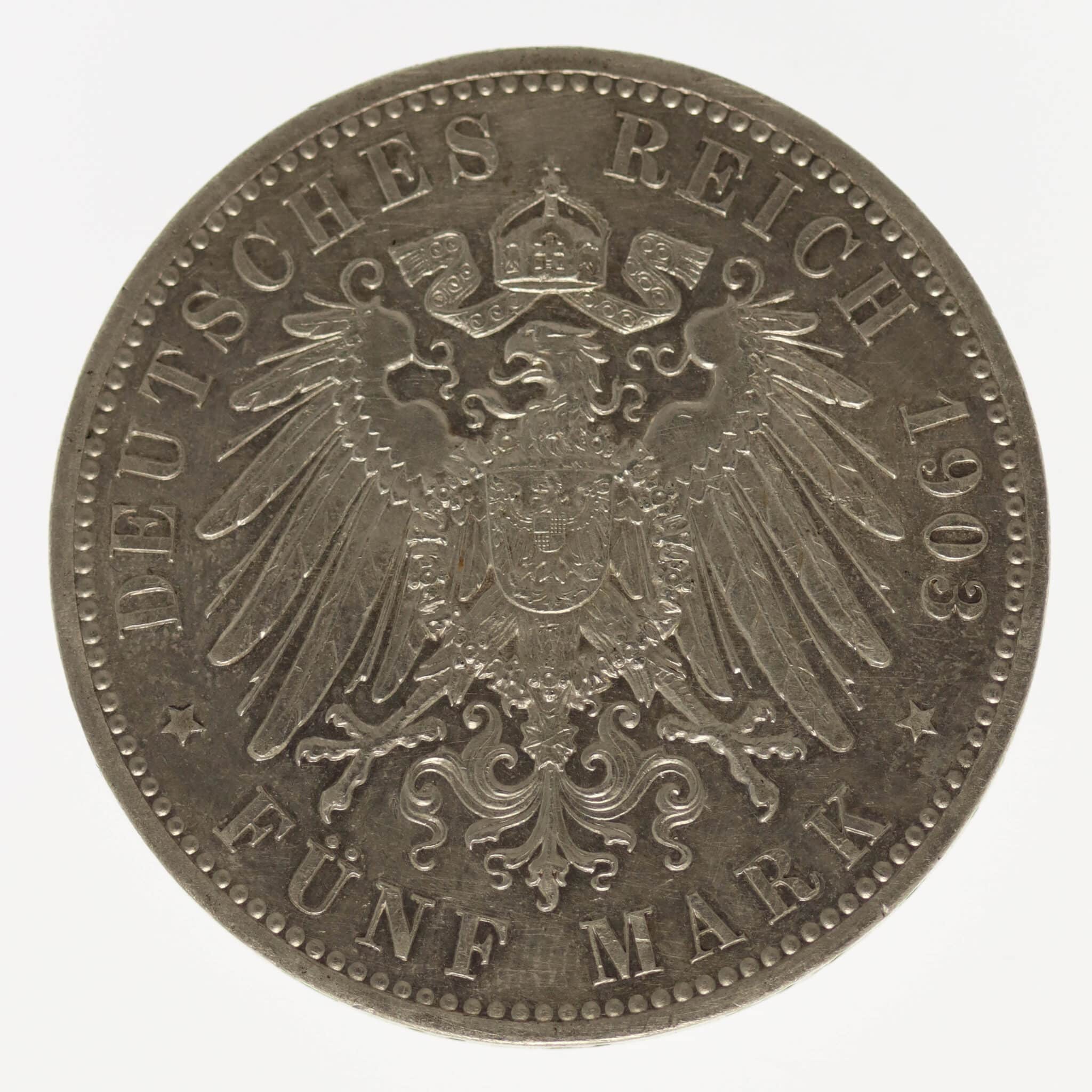 Sachsen Weimar Eisenach Wilhelm Ernst 5 Mark 1903