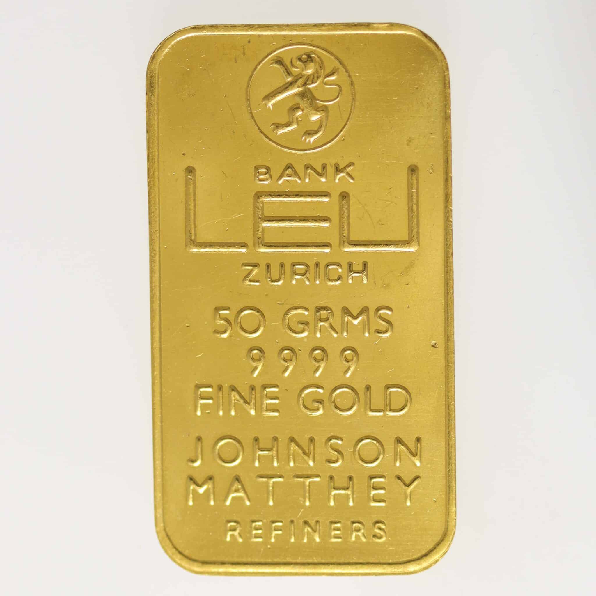 Goldbarren 50 Gramm Johnson Matthey