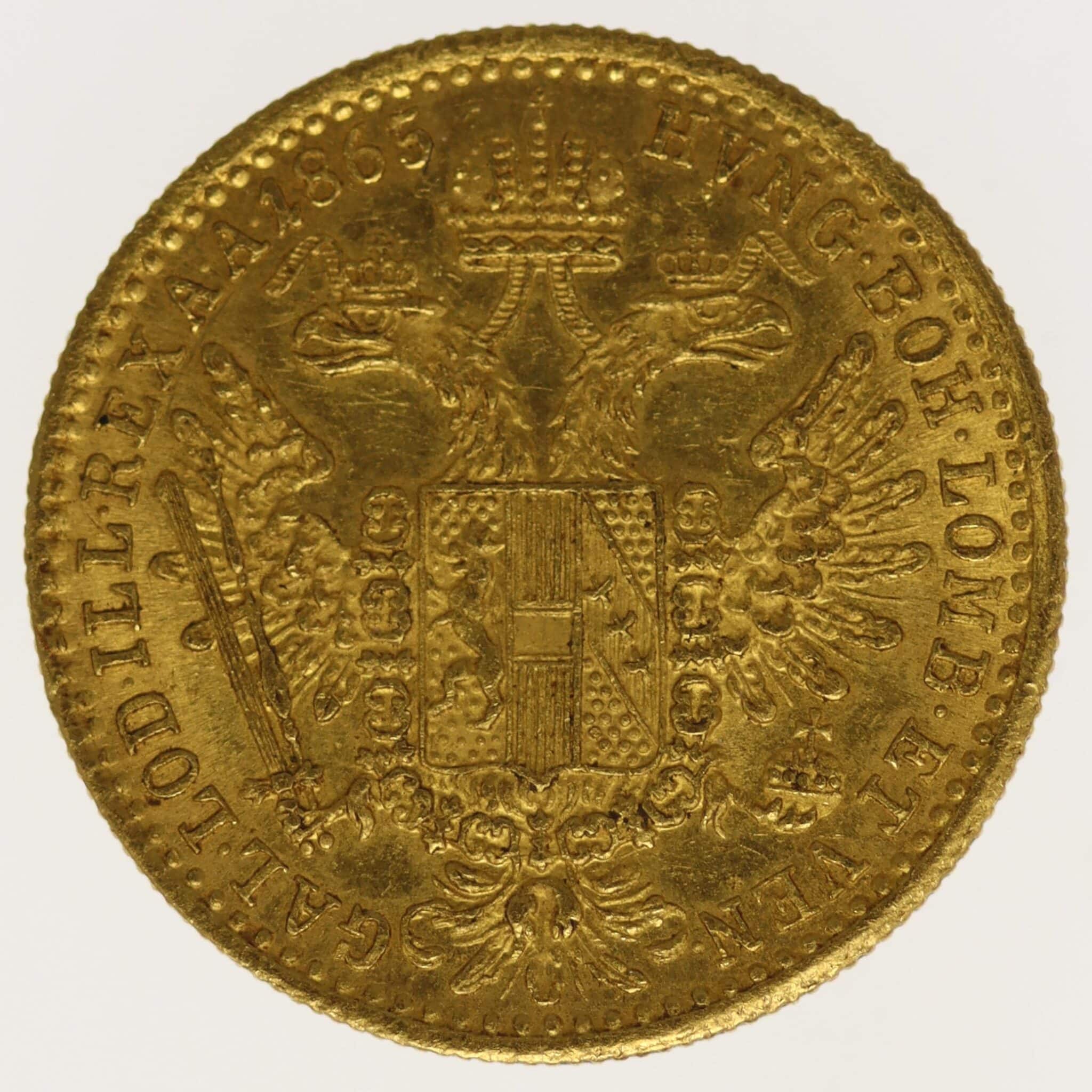 Österreich Kaiserreich Franz Joseph I. Dukat 1865 B