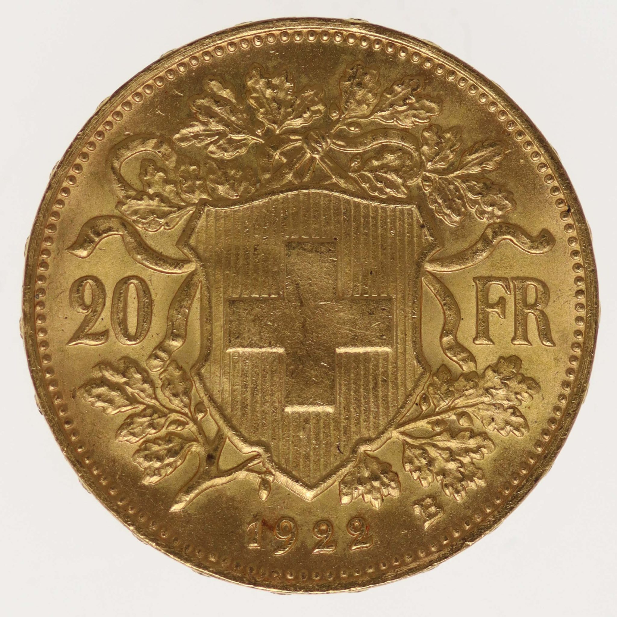 Schweiz 20 Franken 1922 B Vreneli