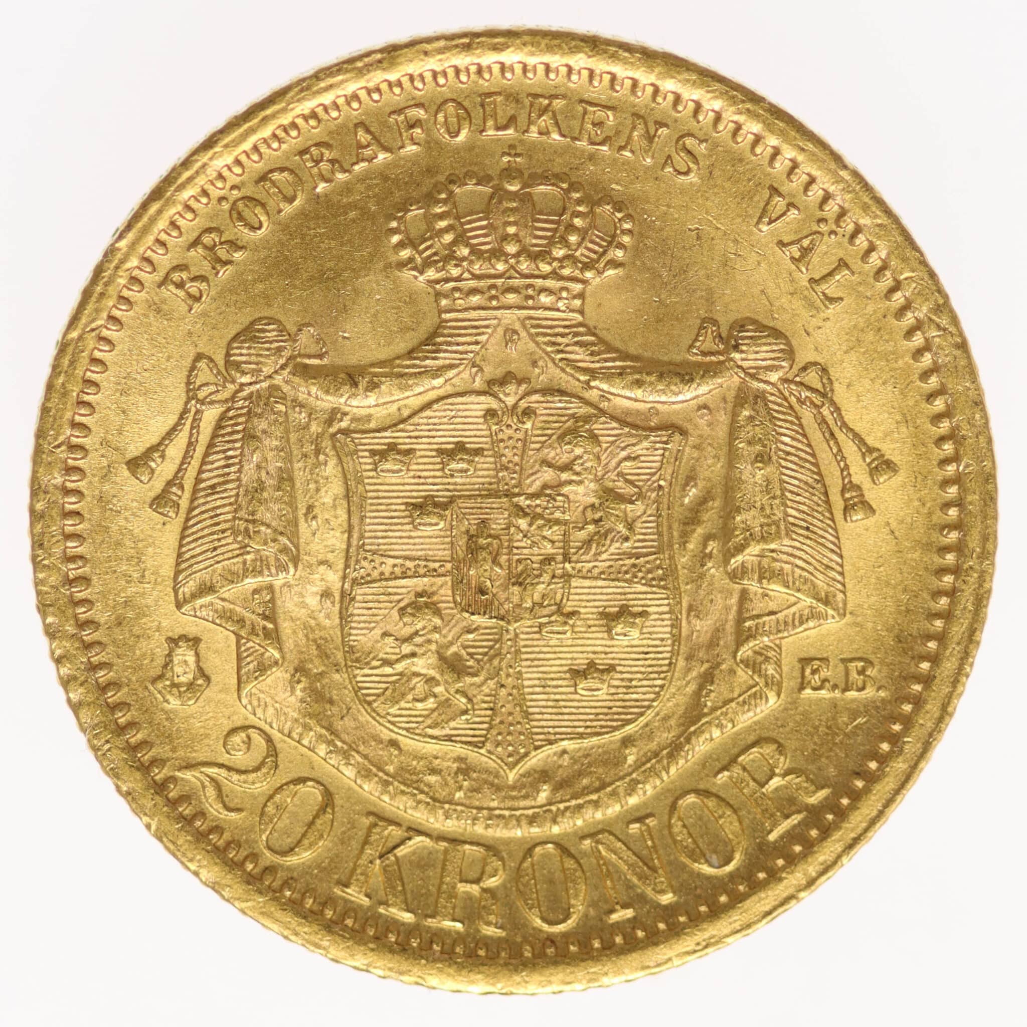 Schweden Oskar II. 20 Kronen 1876 E.B.
