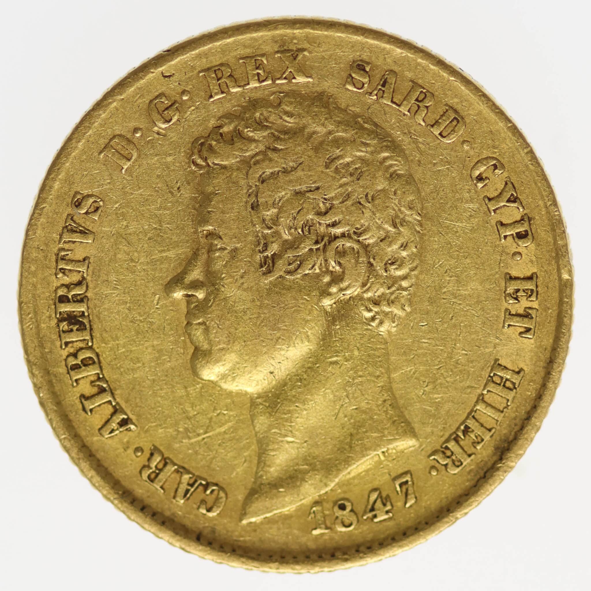 Italien Sardinien Karl Albert 20 Lire 1847