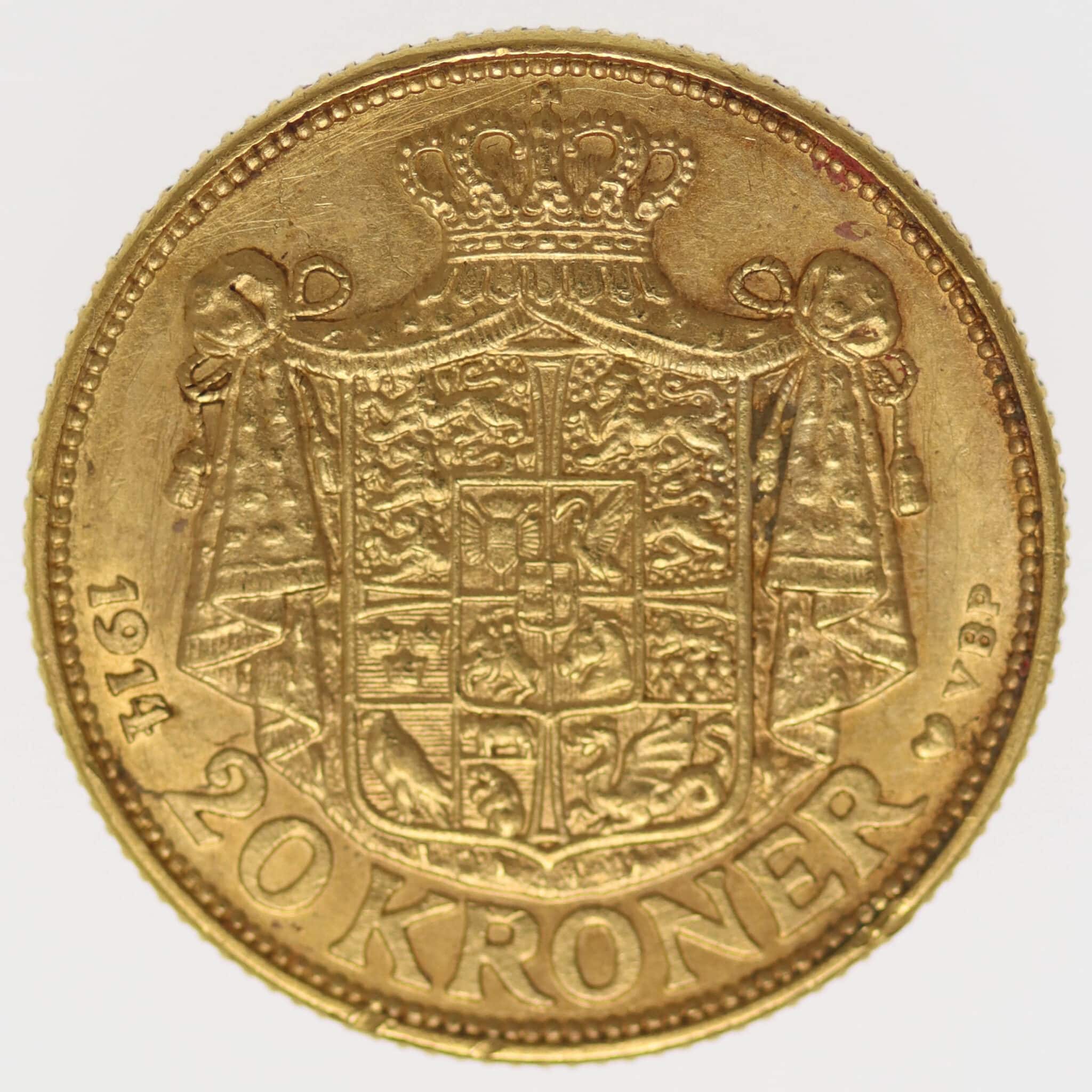 Dänemark Christian X. 20 Kronen 1914