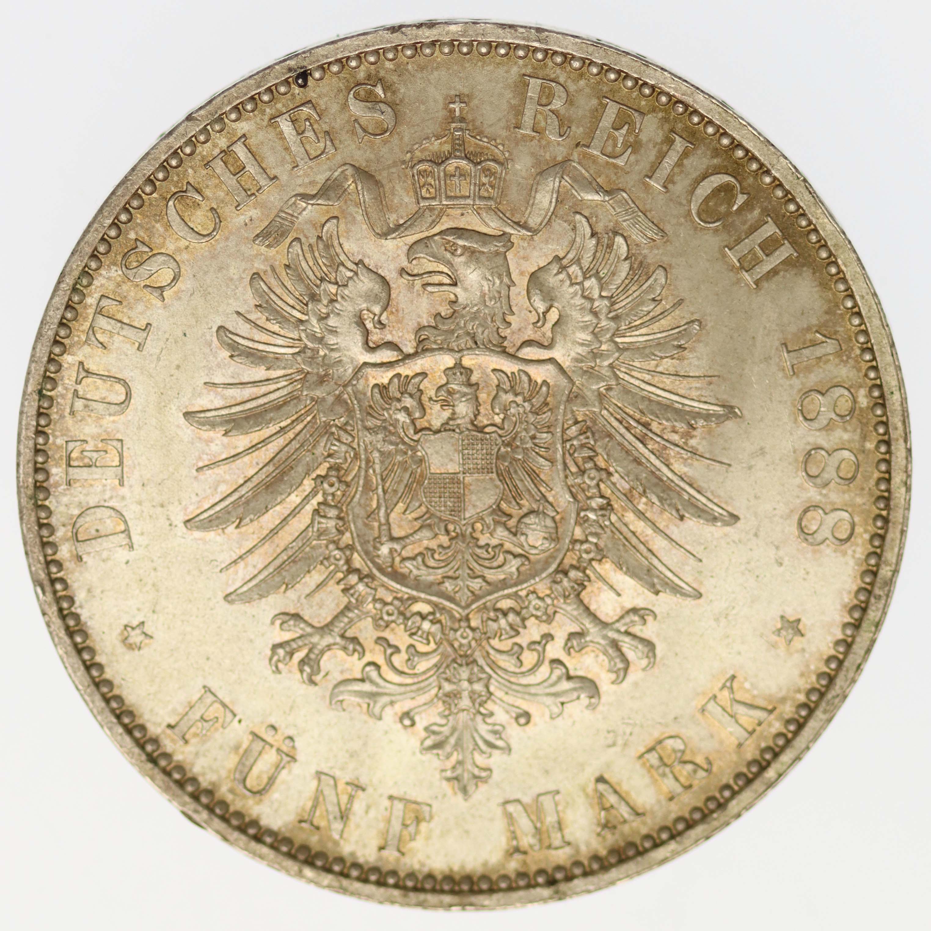 Preussen Wilhelm II. 5 Mark 1888 A