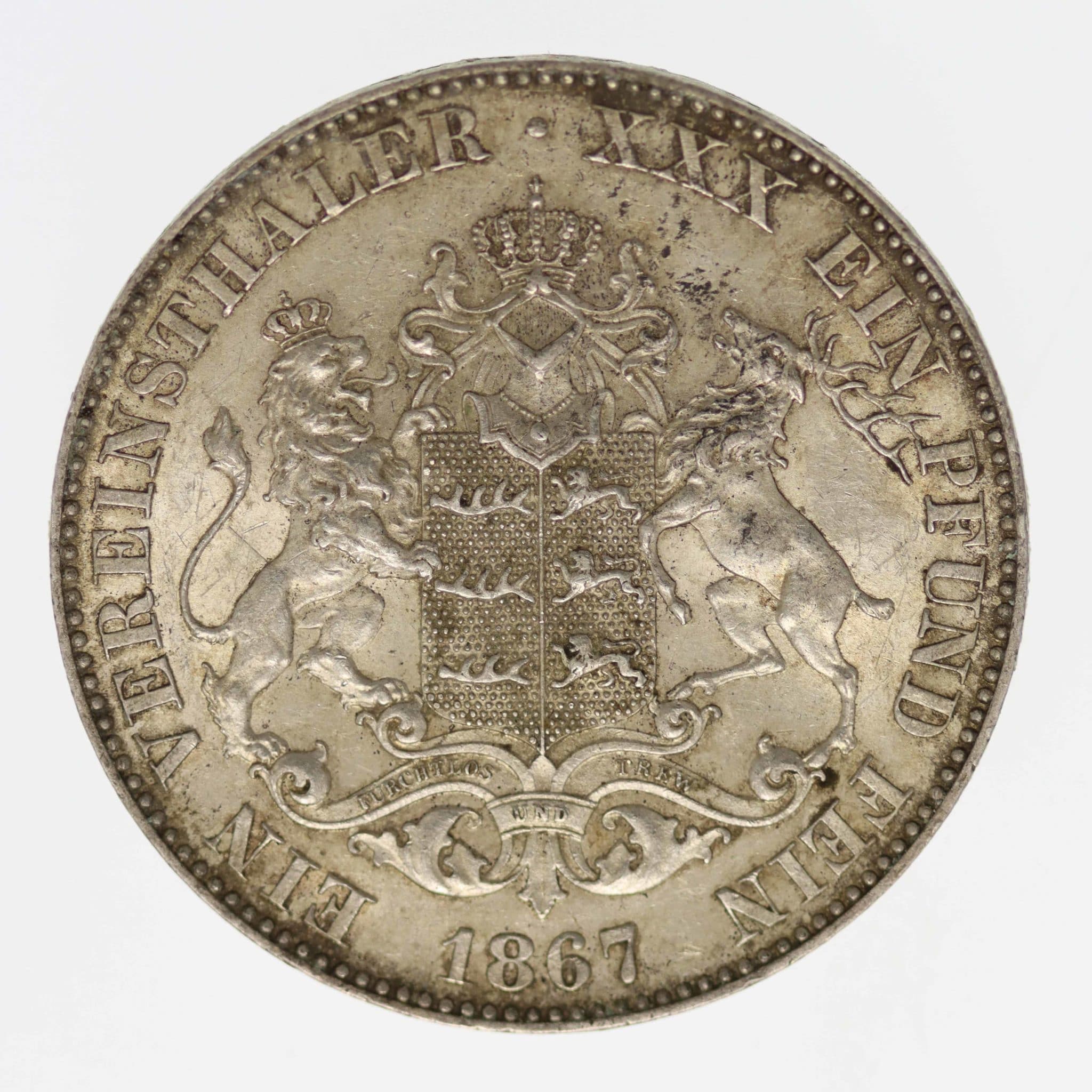 Württemberg Karl Vereinstaler 1867