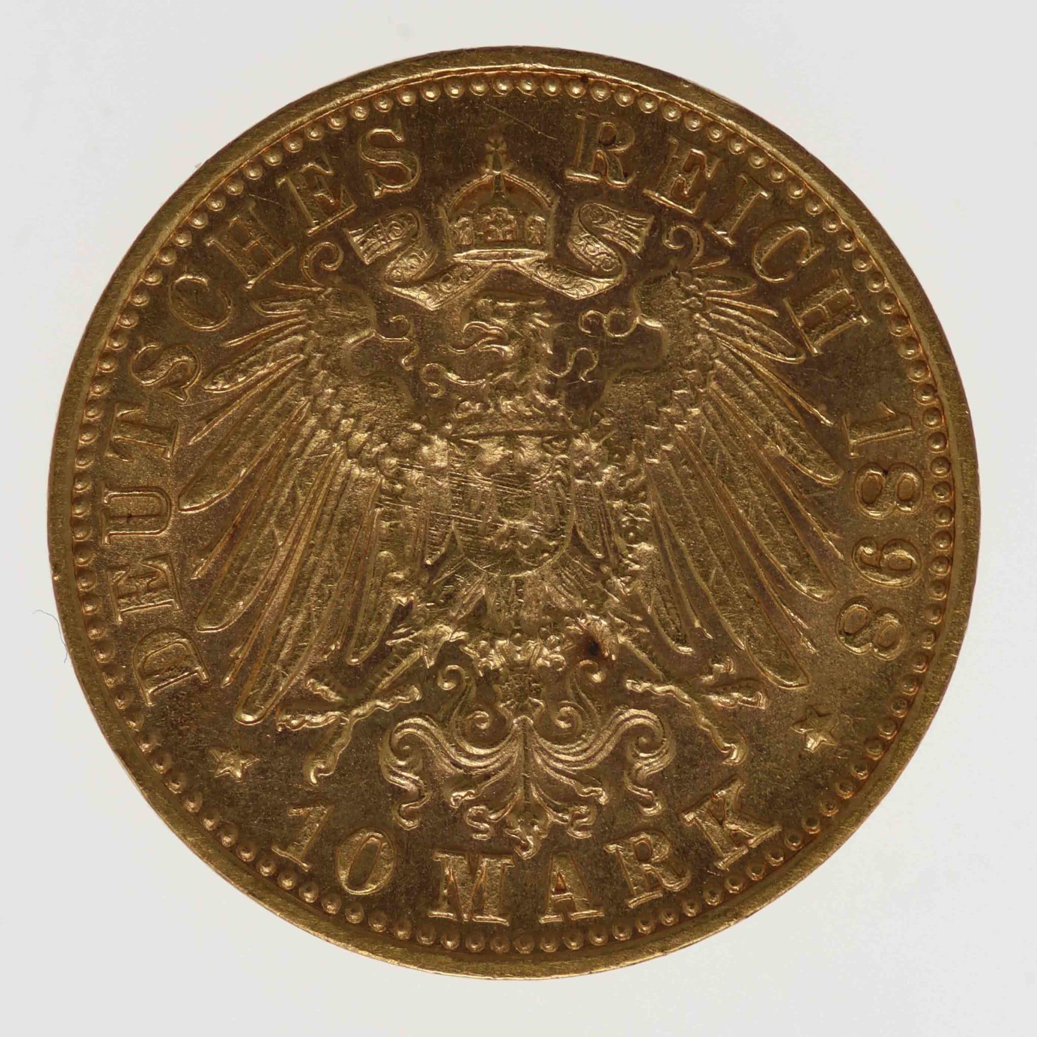 Württemberg Wilhelm II. 10 Mark 1898