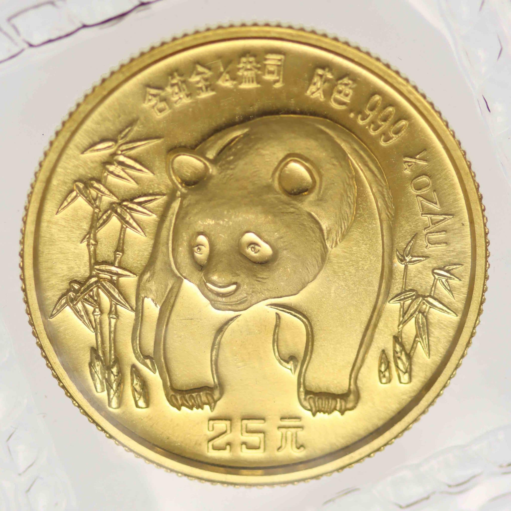 China Panda 25 Yuan 1986 1/4 Unze