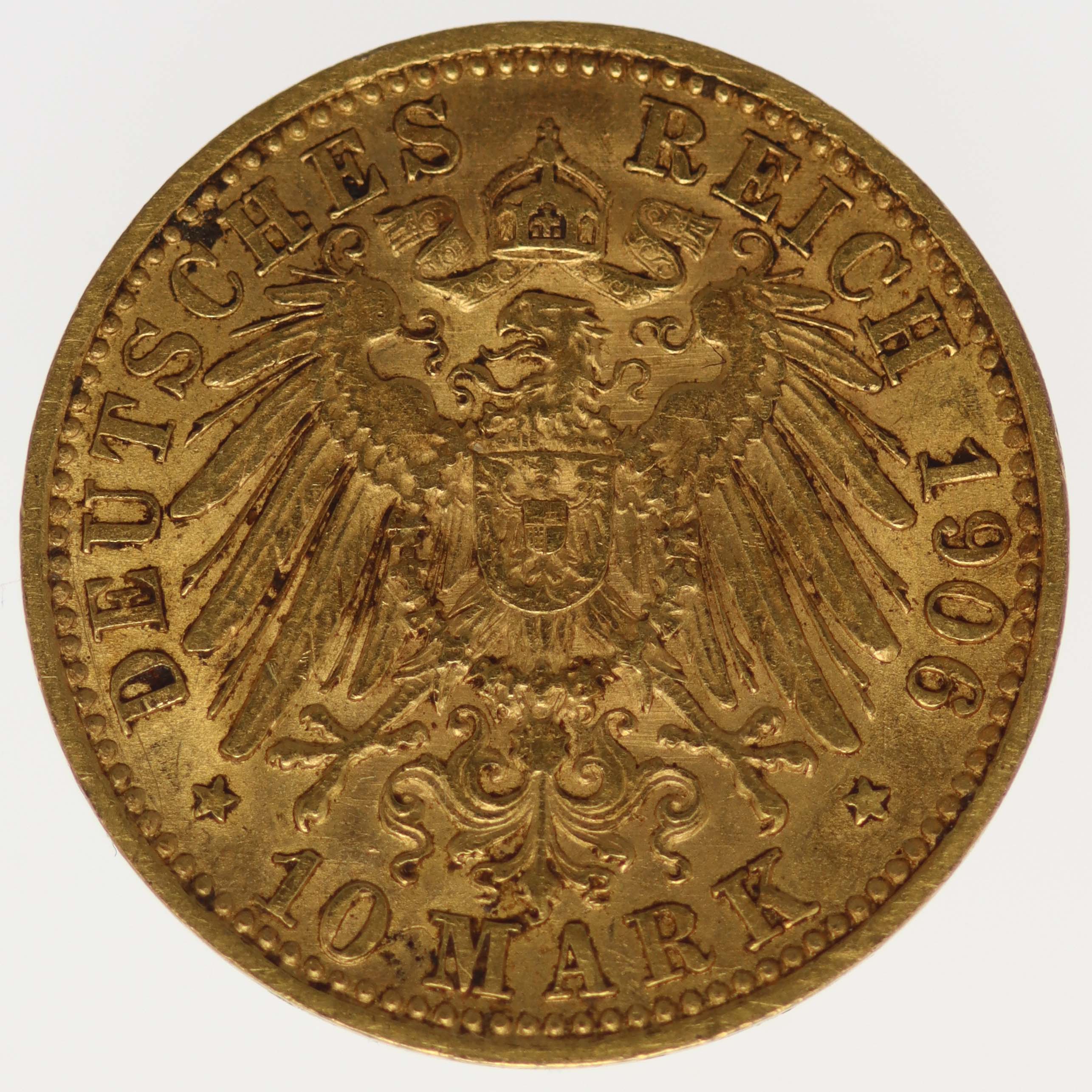 Baden Friedrich I. 10 Mark 1906