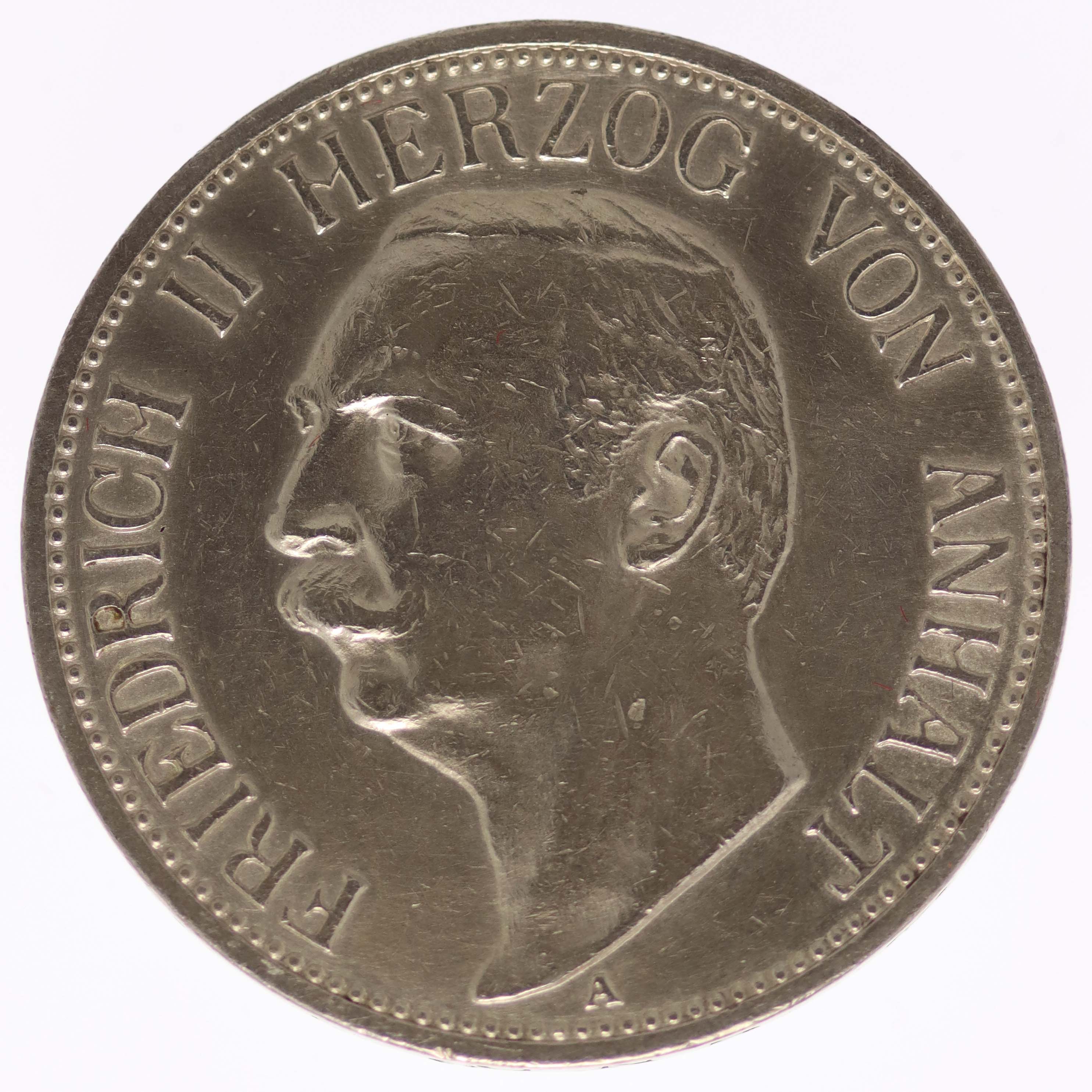 Anhalt Friedrich II. 3 Mark 1909 A