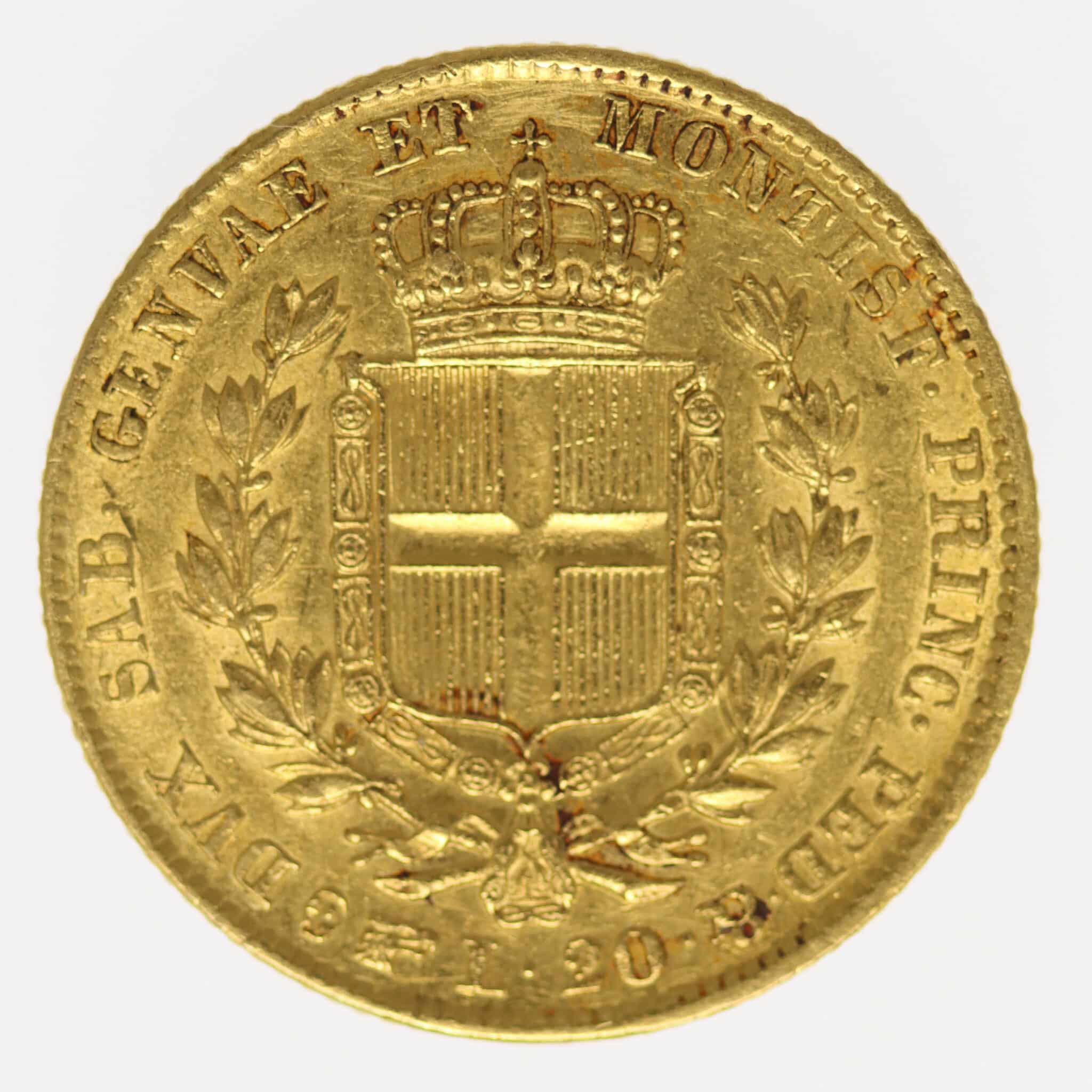Italien Sardinien Karl Albert 20 Lire 1845