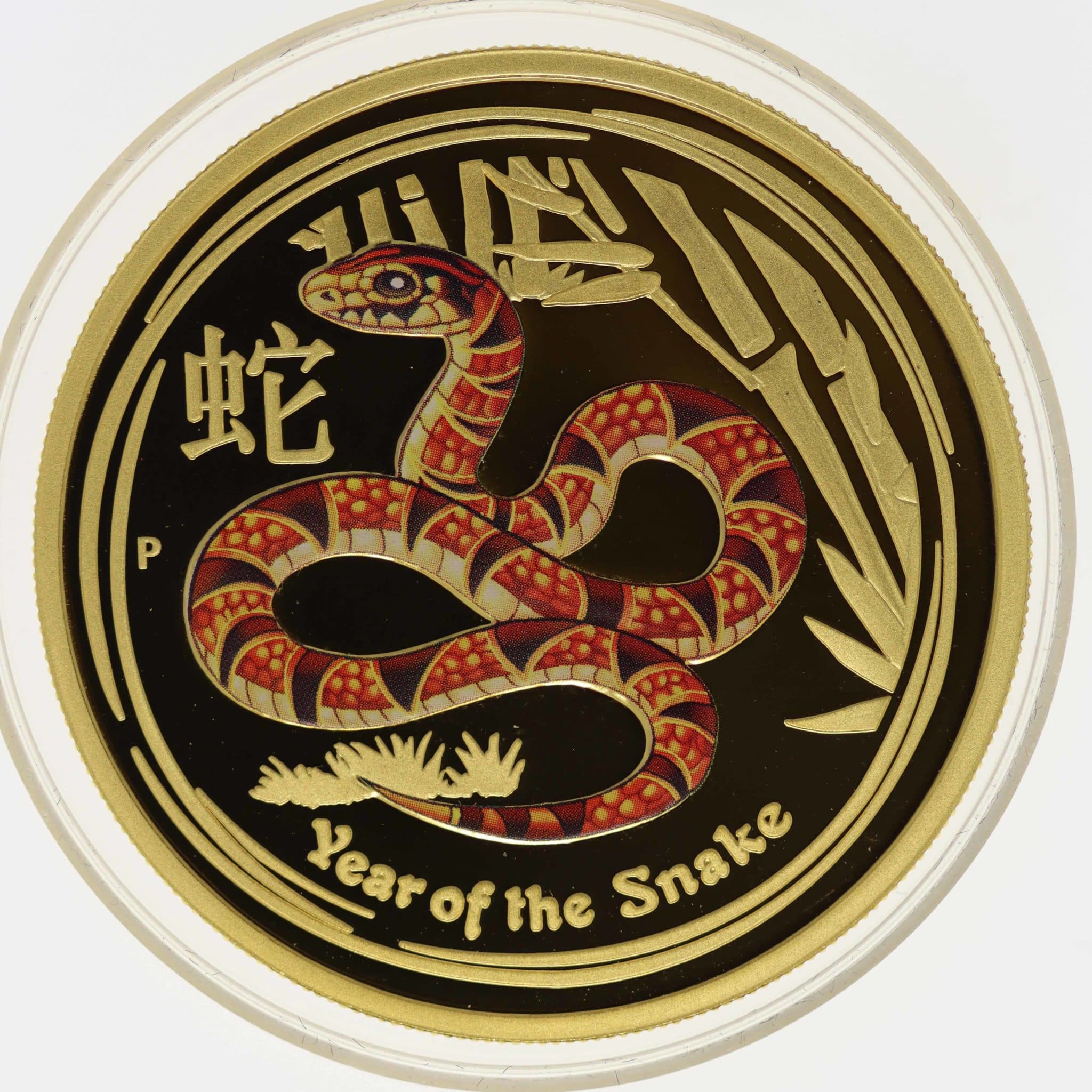 Australien Elisabeth II. 100 Dollars 2013 Lunar II Year of the Snake coloriert