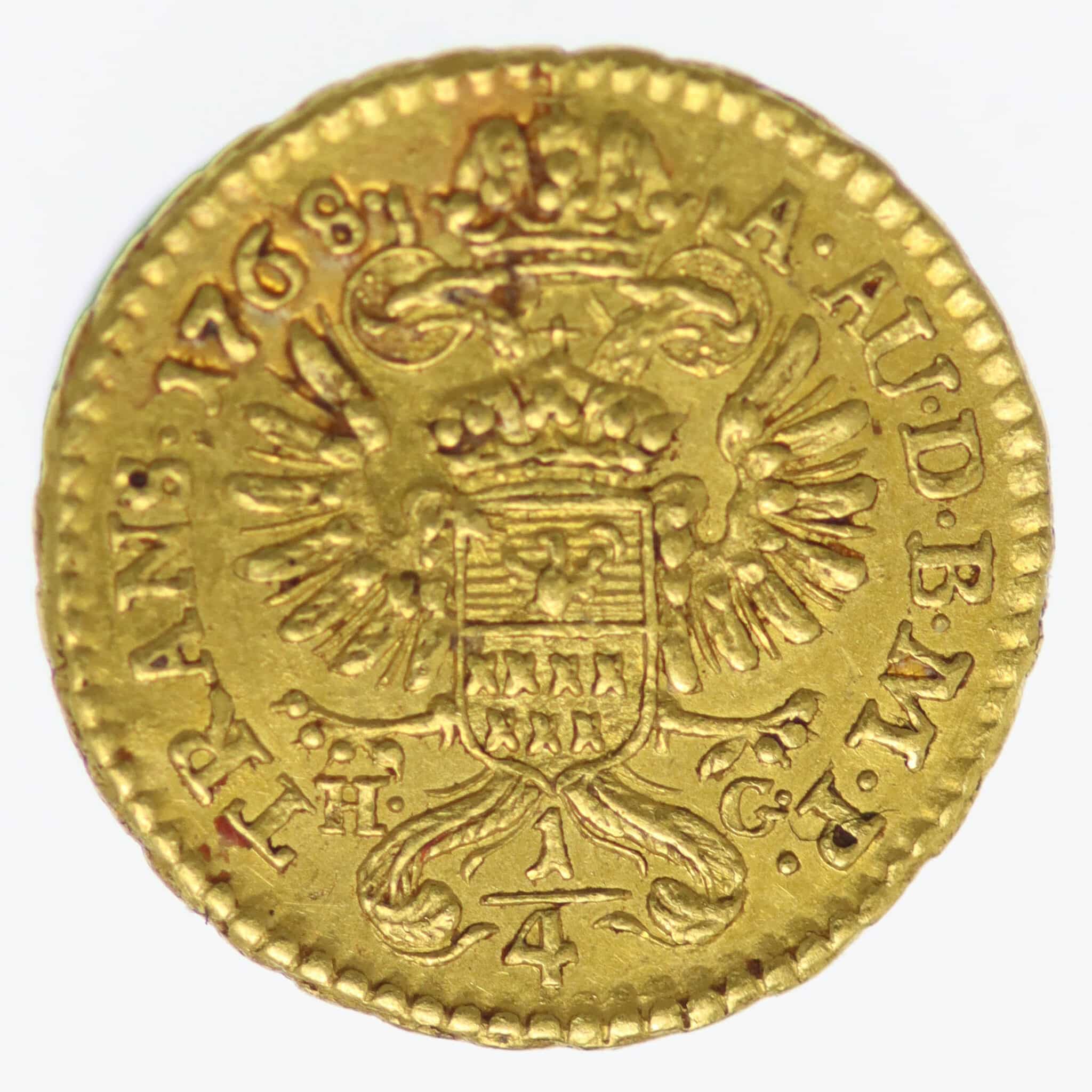 Habsburg RDR Maria Theresia 1/4 Dukat 1768 HG