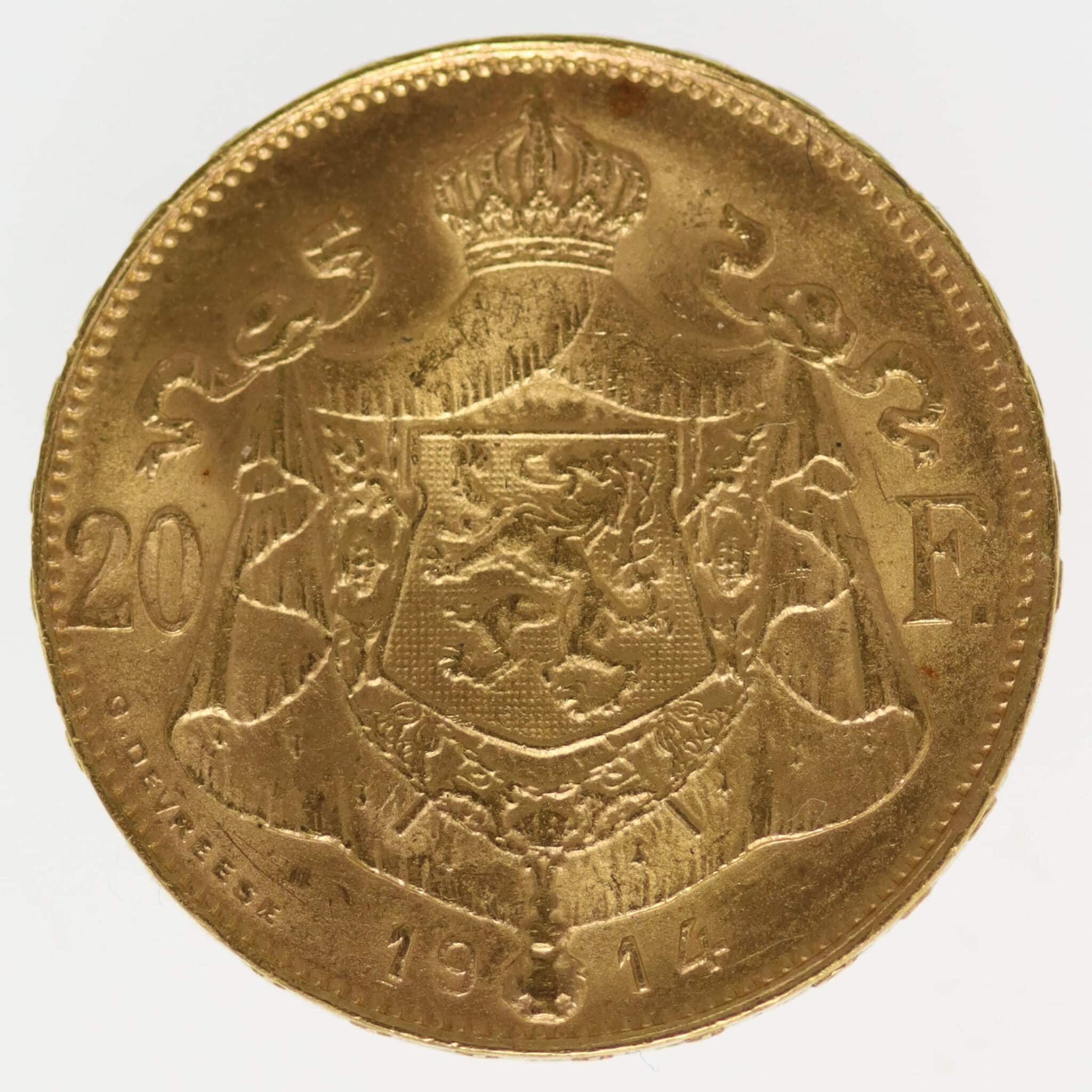 Belgien Albert 20 Francs 1914
