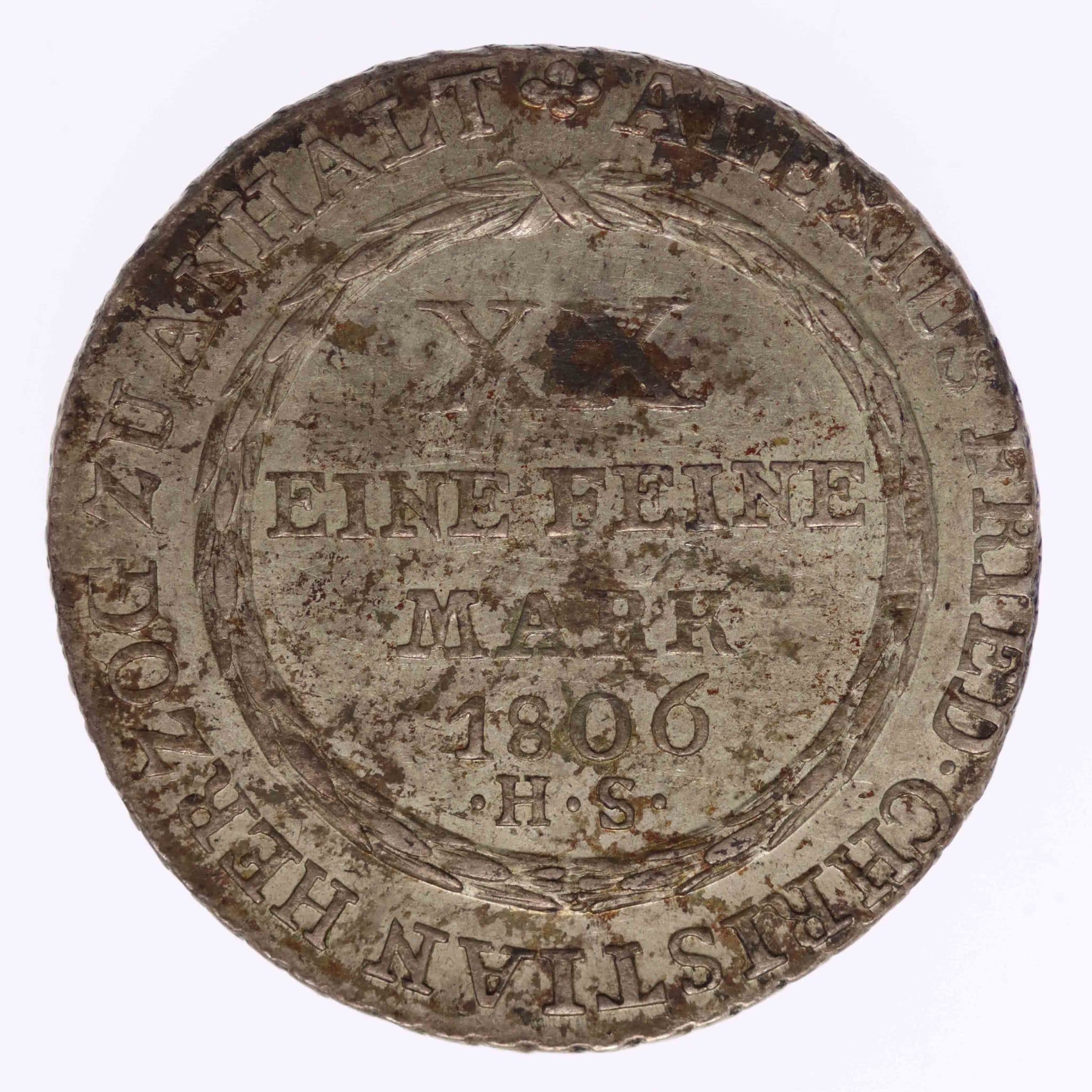 Anhalt Bernburg Alexius Friedrich Christian 2/3 Taler 1806 HS