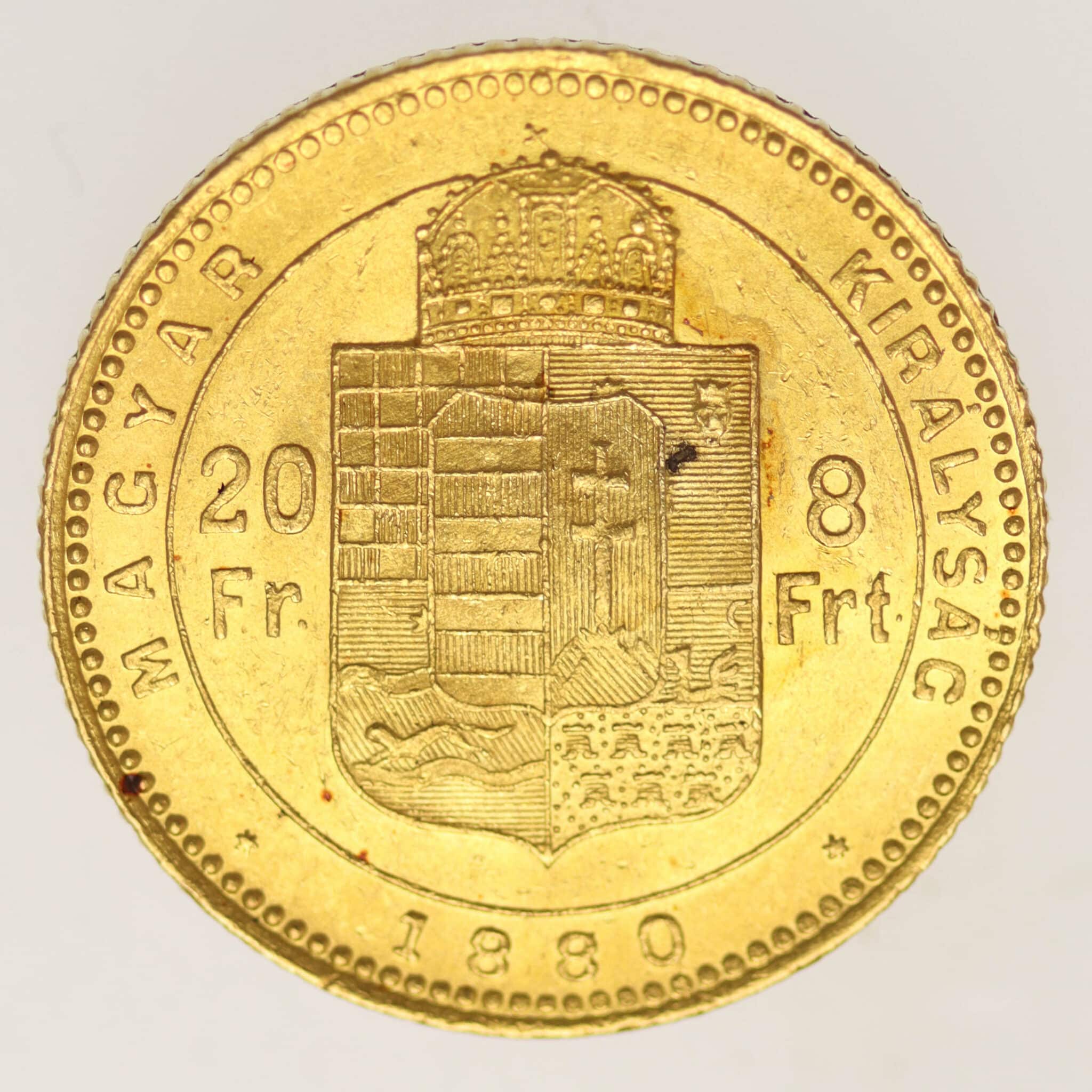 Österreich Kaiserreich Franz Joseph I. 8 Forint 1880 KB