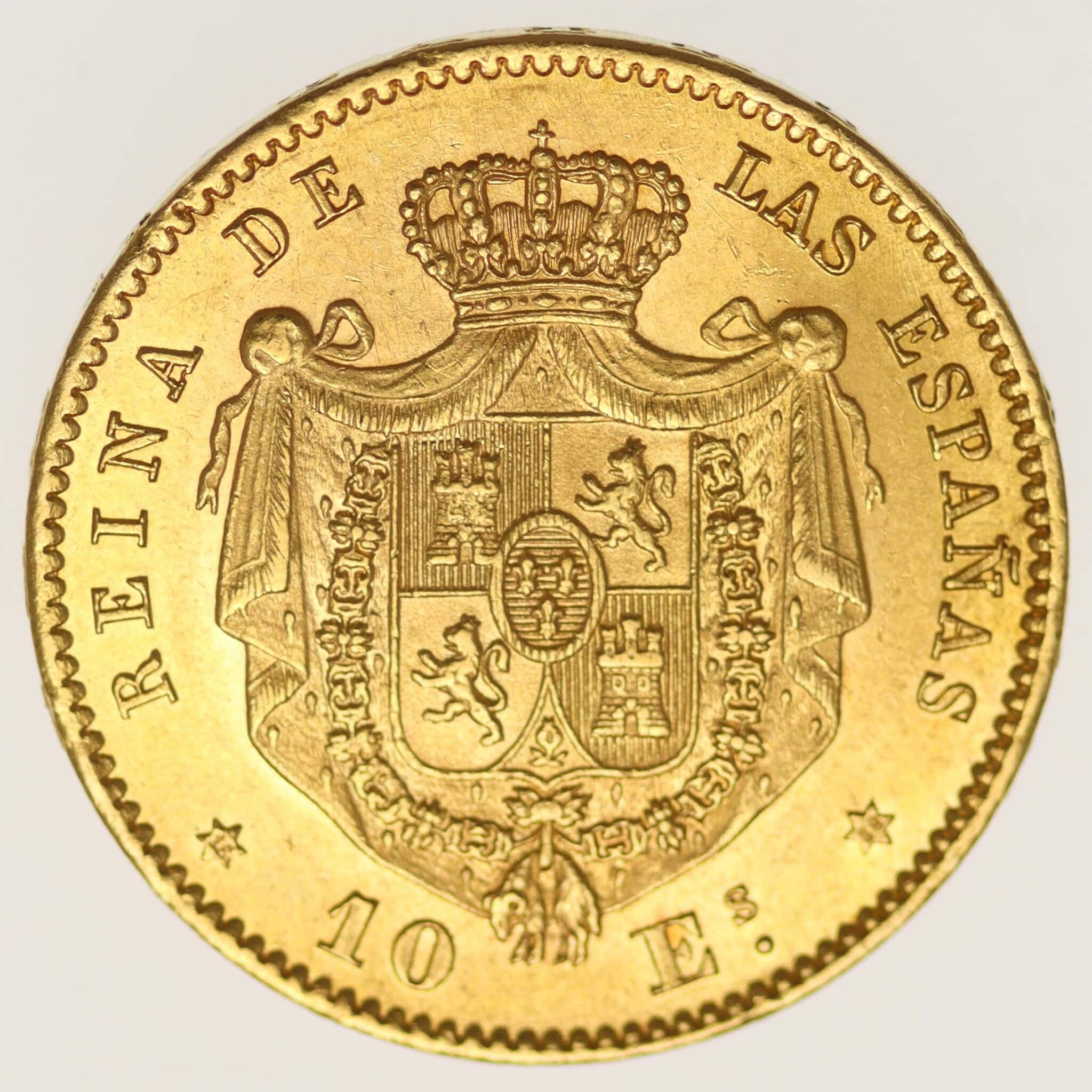 Spanien Isabella II. 10 Escudos 1868 / 18-68