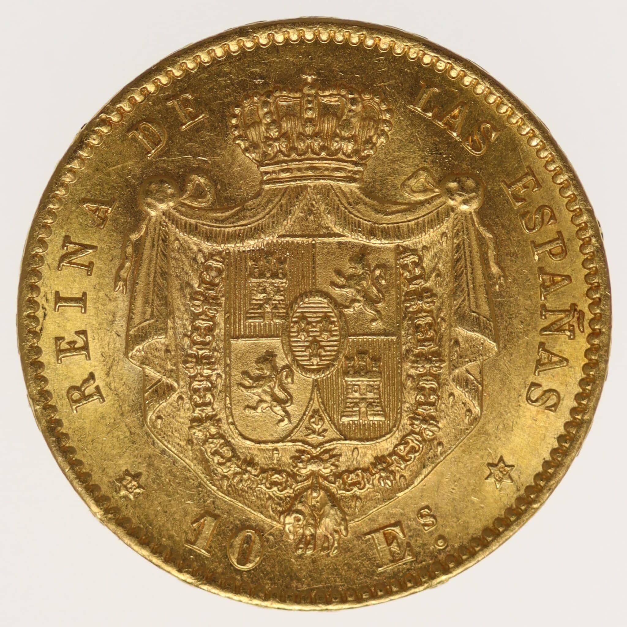 Spanien Isabella II. 10 Escudos 1868 / 18-68