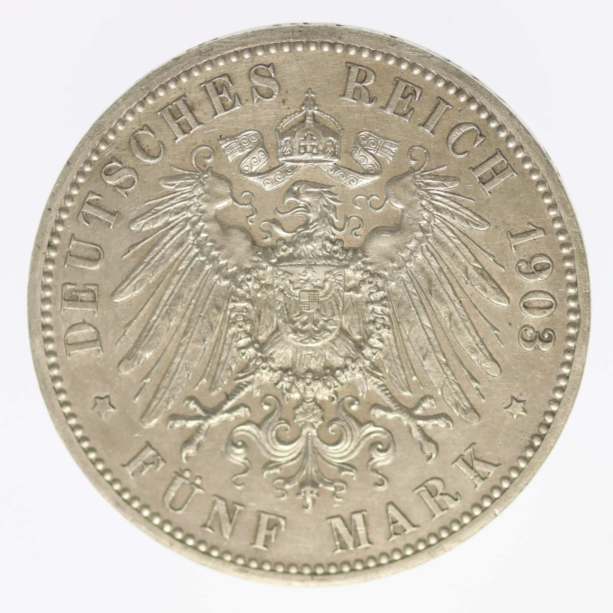 Sachsen Weimar Eisenach Wilhelm Ernst 5 Mark 1903