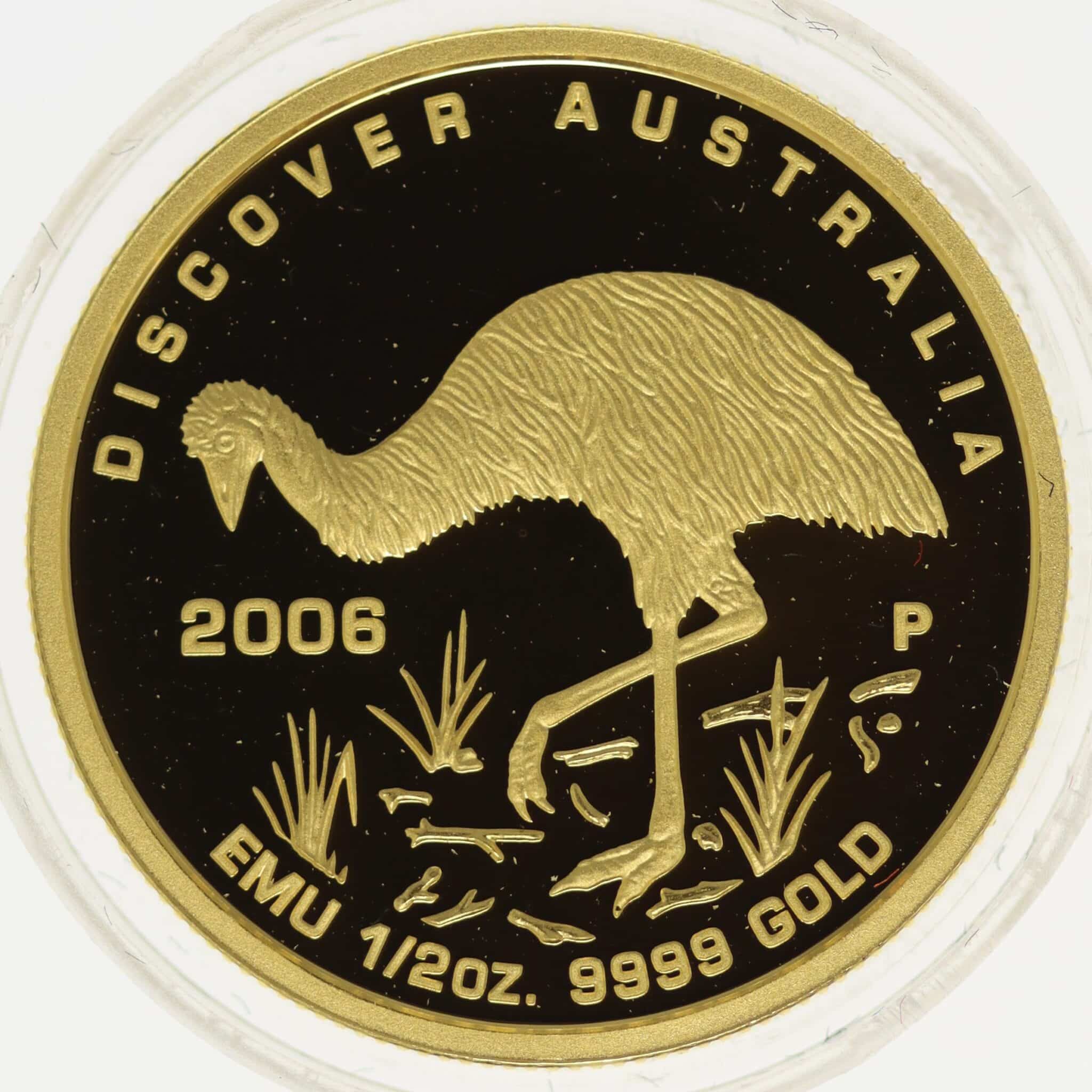 Australien Elisabeth II. 50 Dollars 2006 Discover Emu 1/2 OZ