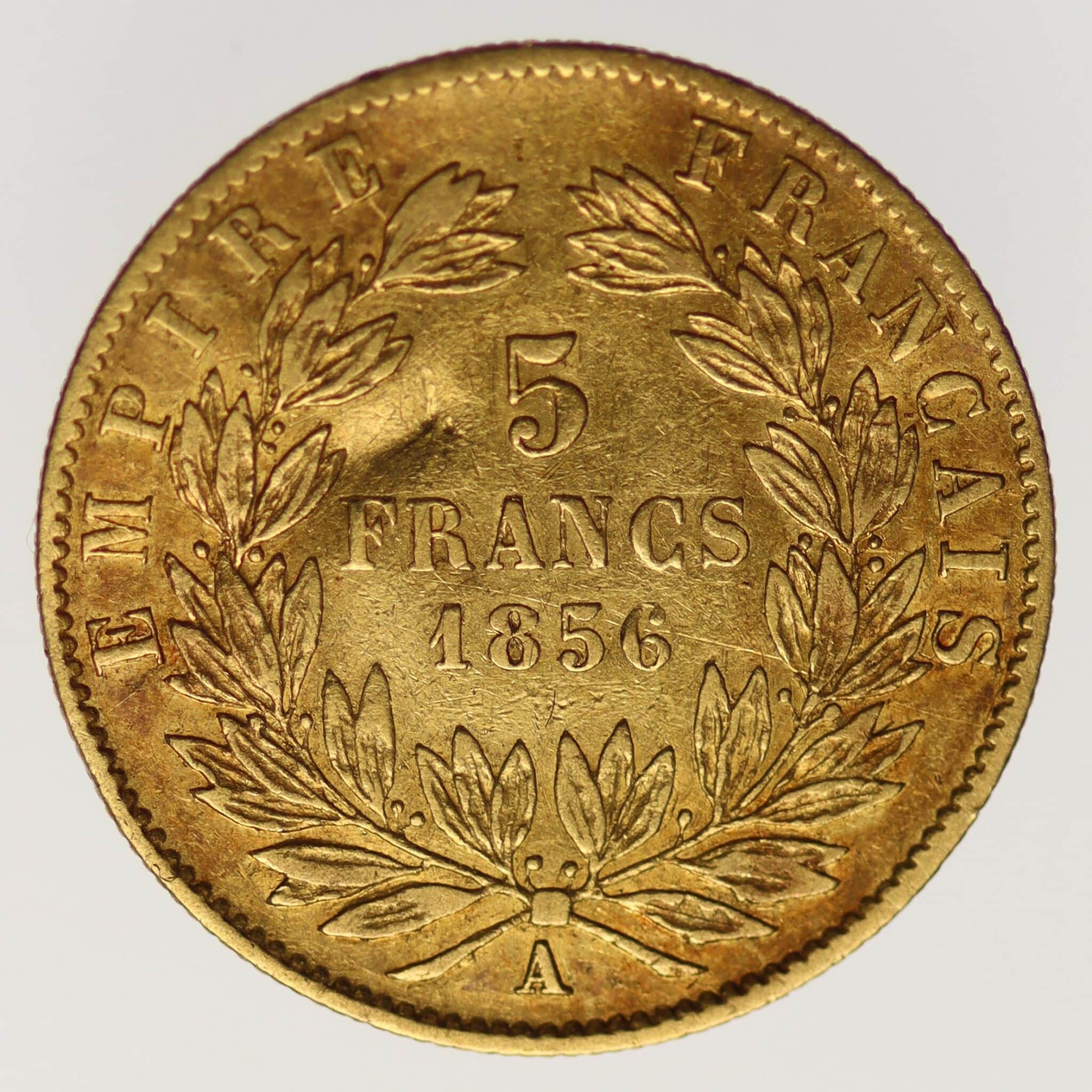 Frankreich Napoleon III. 5 Francs 1856 A
