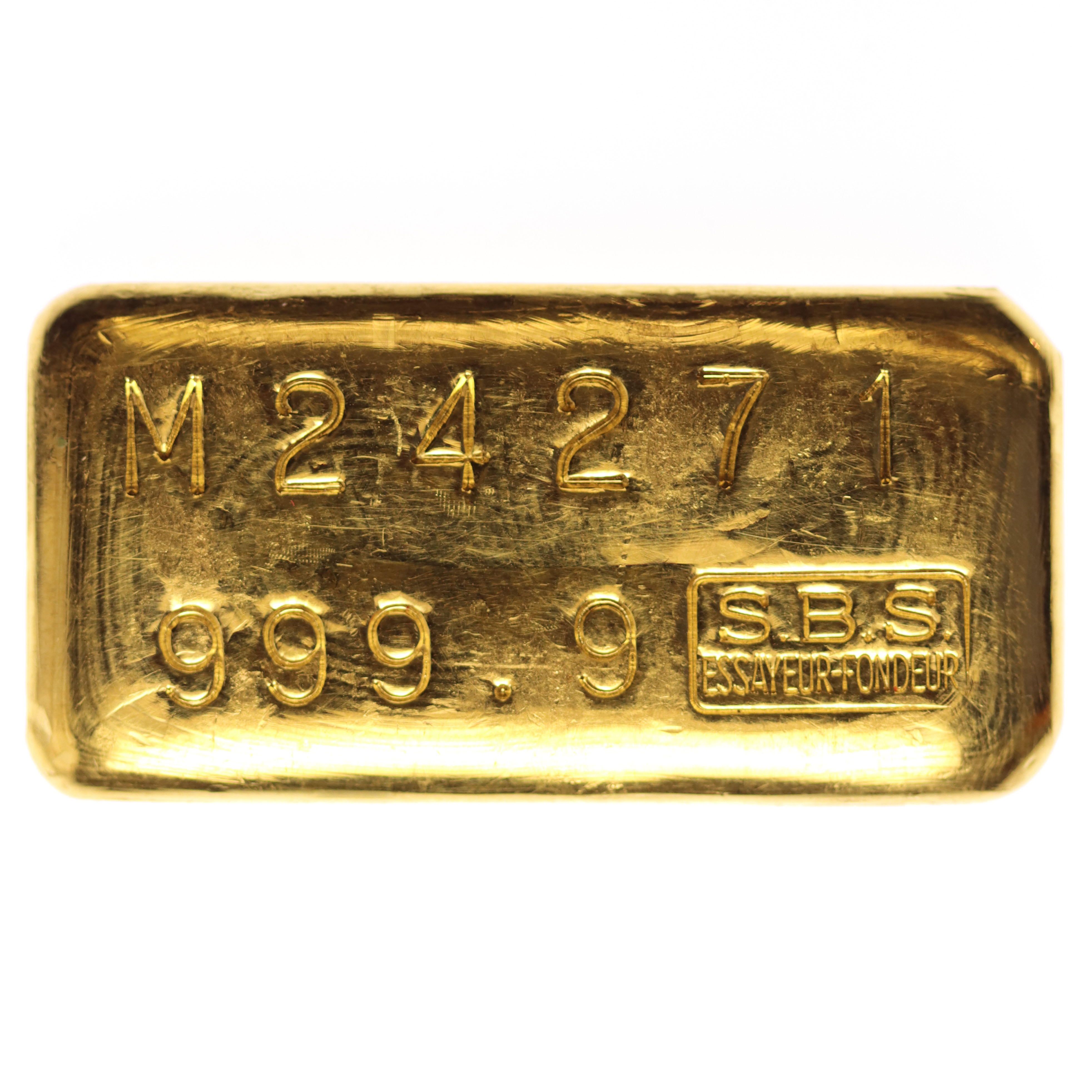 Goldbarren 100 Gramm Schweiz S.B.S.