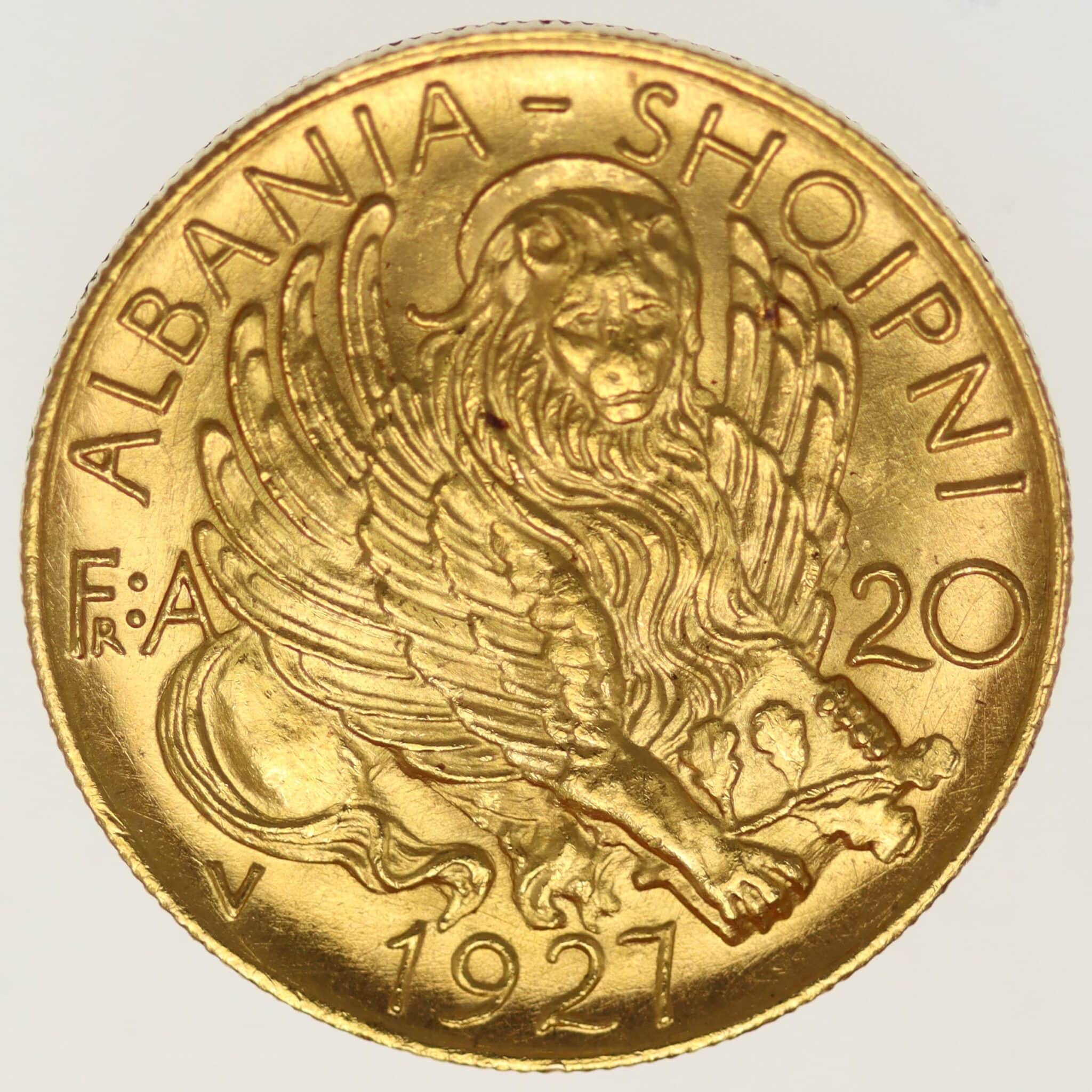 Albanien Amet Zogu I. 20 Franga 1927