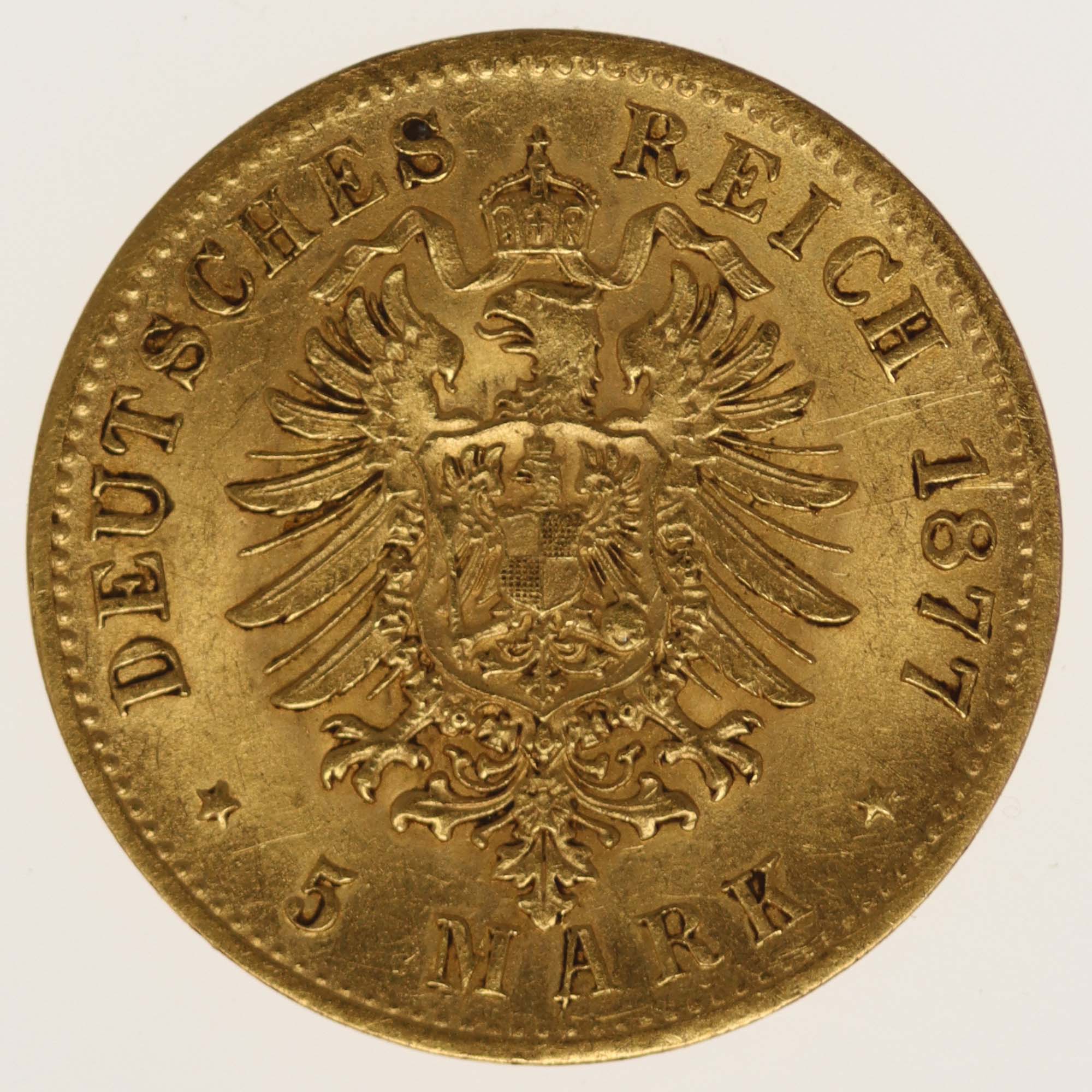 Sachsen Albert 5 Mark 1877 E