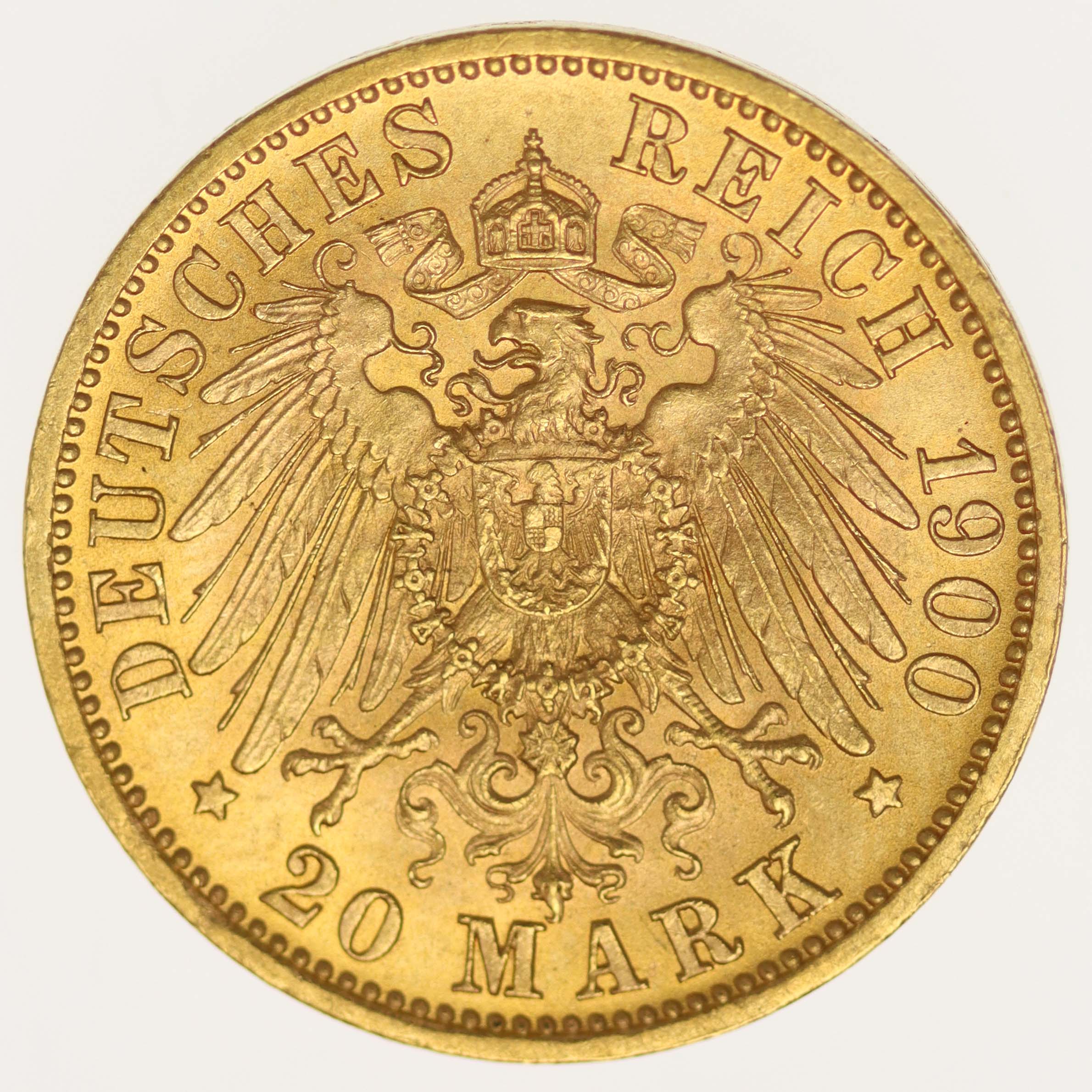 Württemberg Wilhelm II. 20 Mark 1900 F