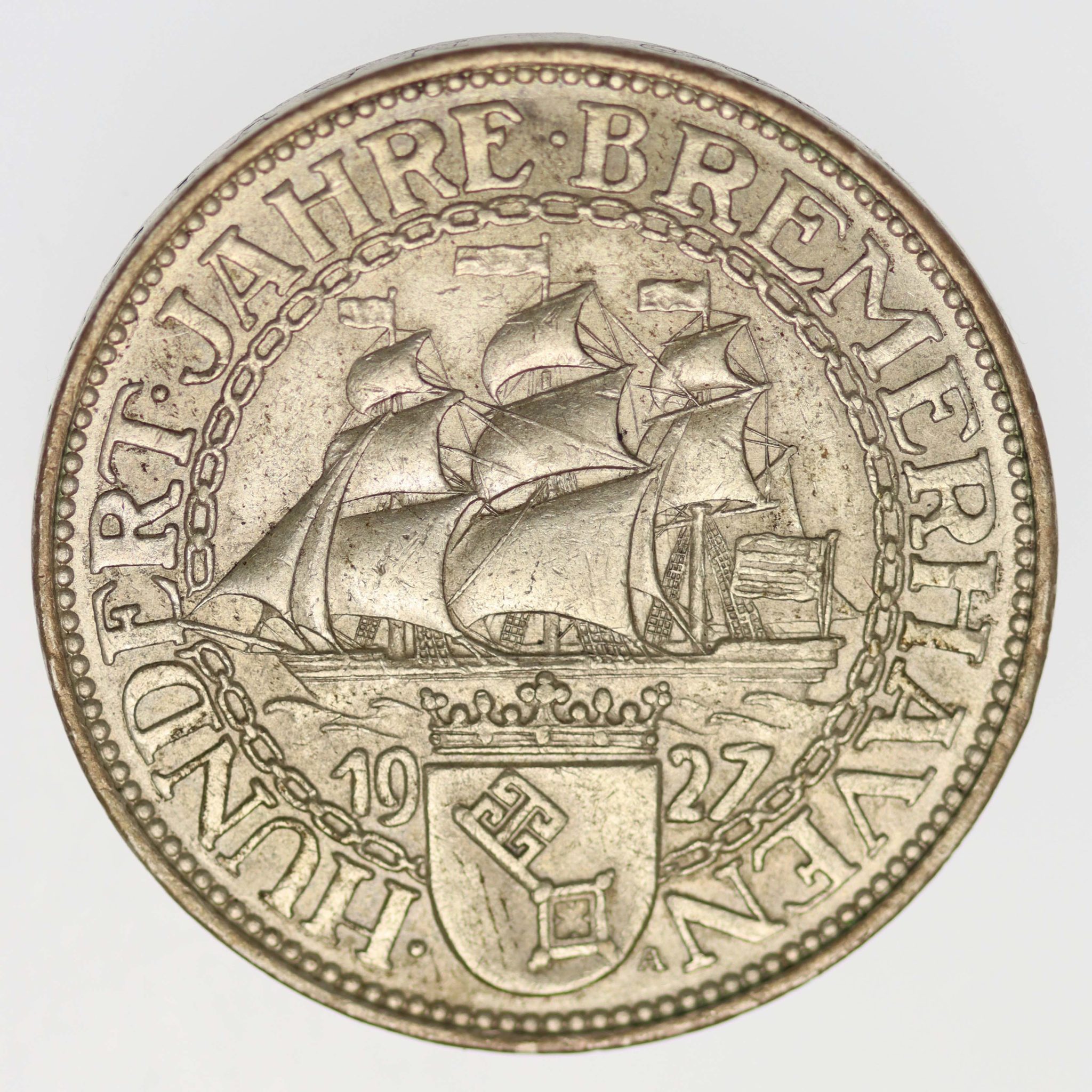 Weimarer Republik 5 Reichsmark 1927 Bremerhaven