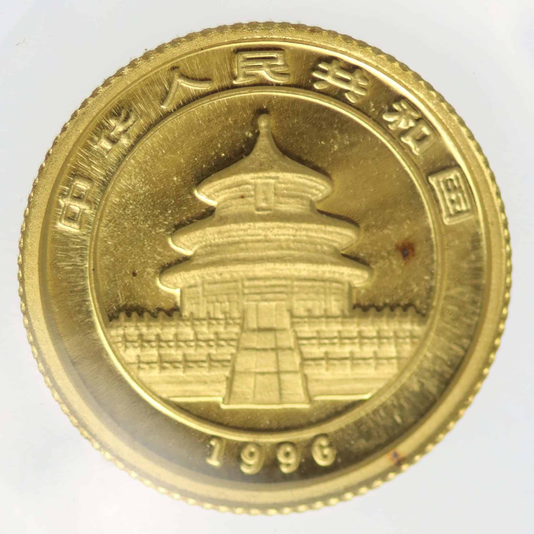 China Panda 5 Yuan 1996 1/20 Unze