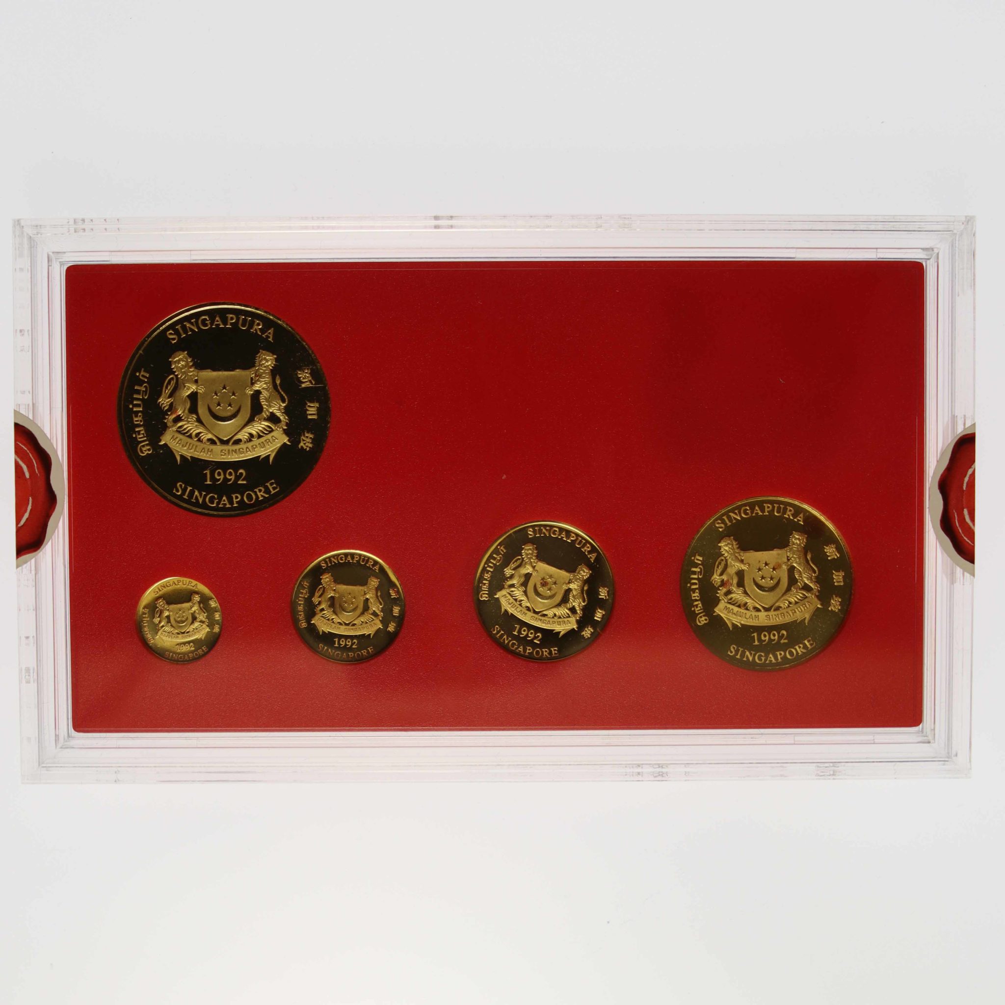 Singapur 5 Coin Proof Set 1992 Löwe