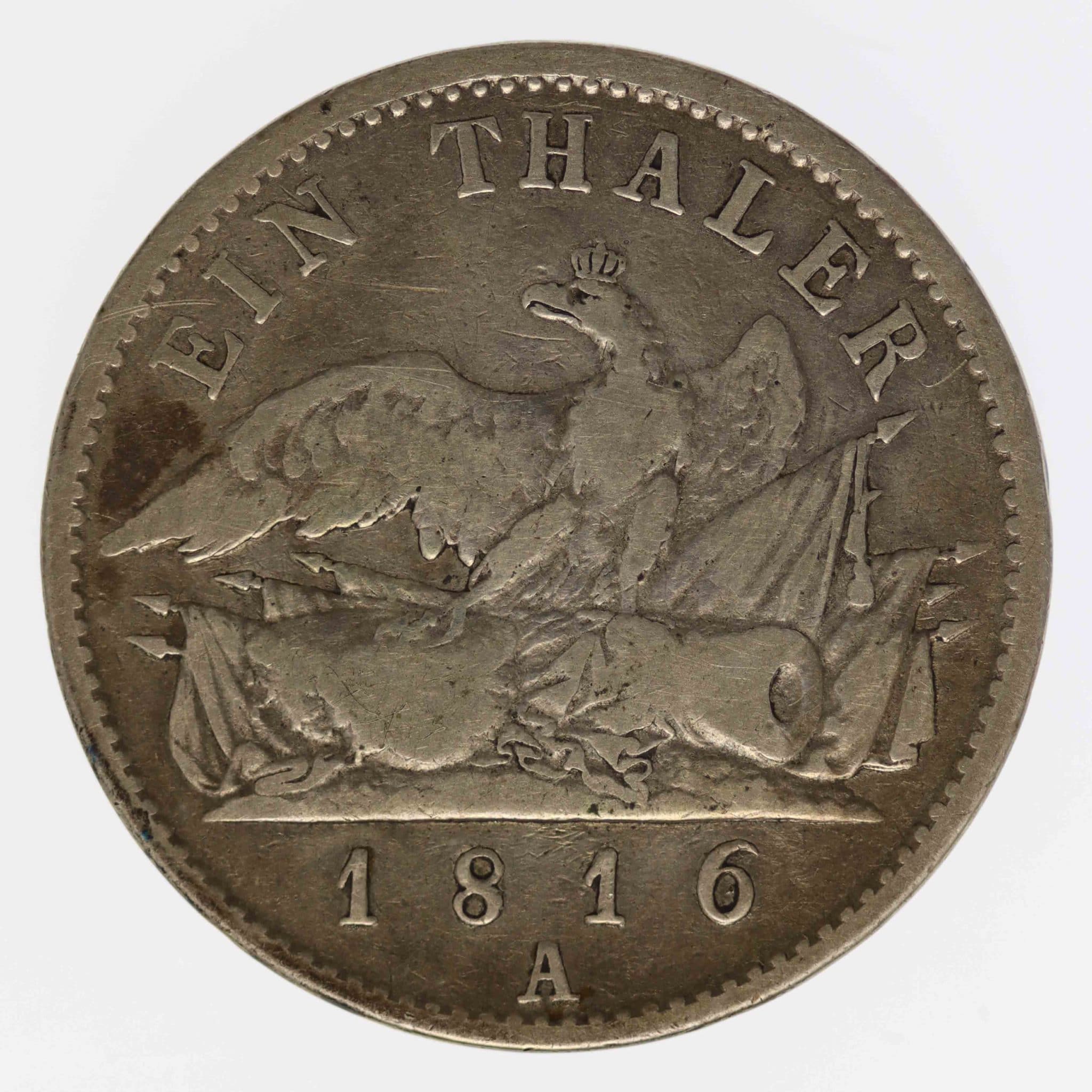 Preussen Friedrich Wilhelm III. Taler 1816 A