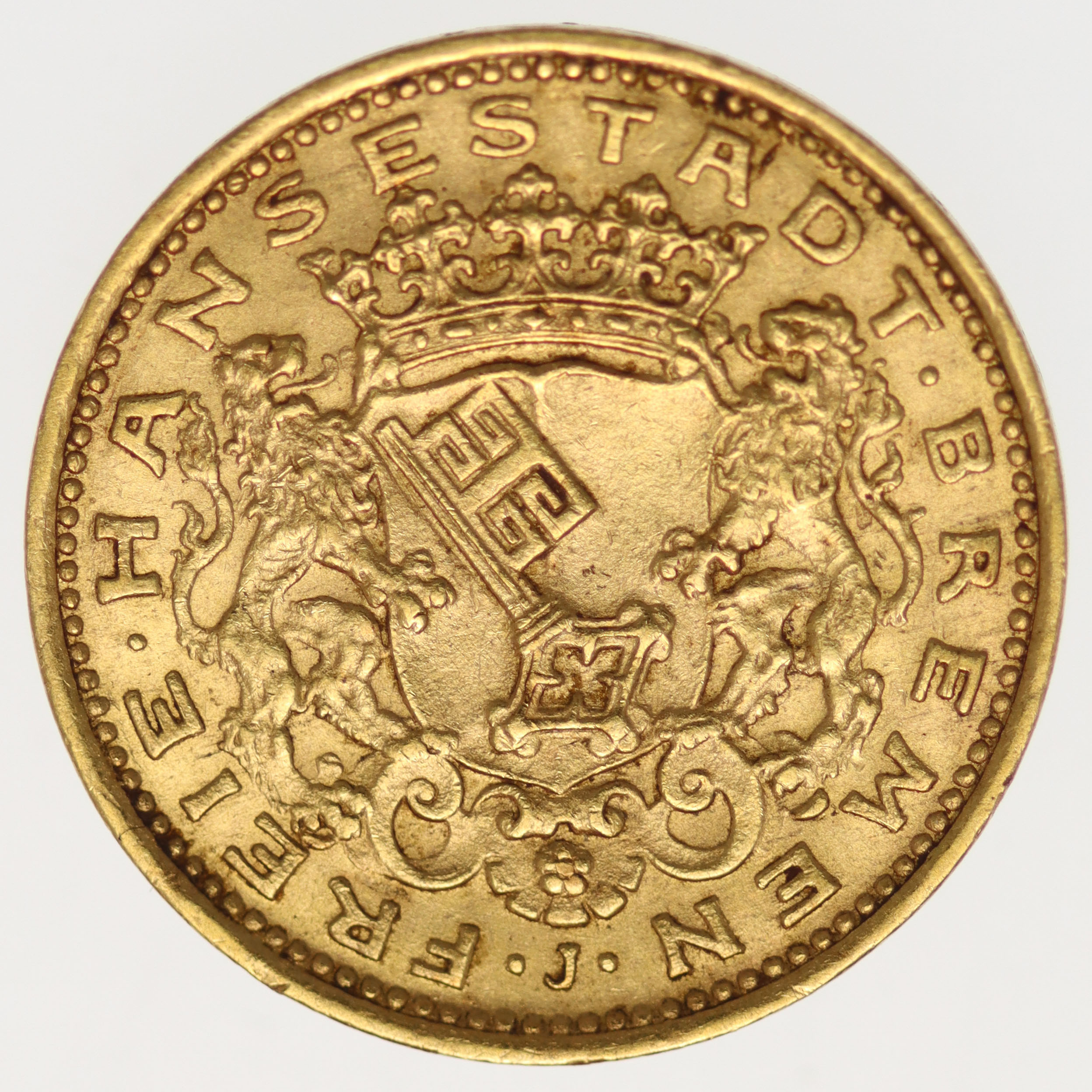 Bremen Stadtwappen 10 Mark 1907 J