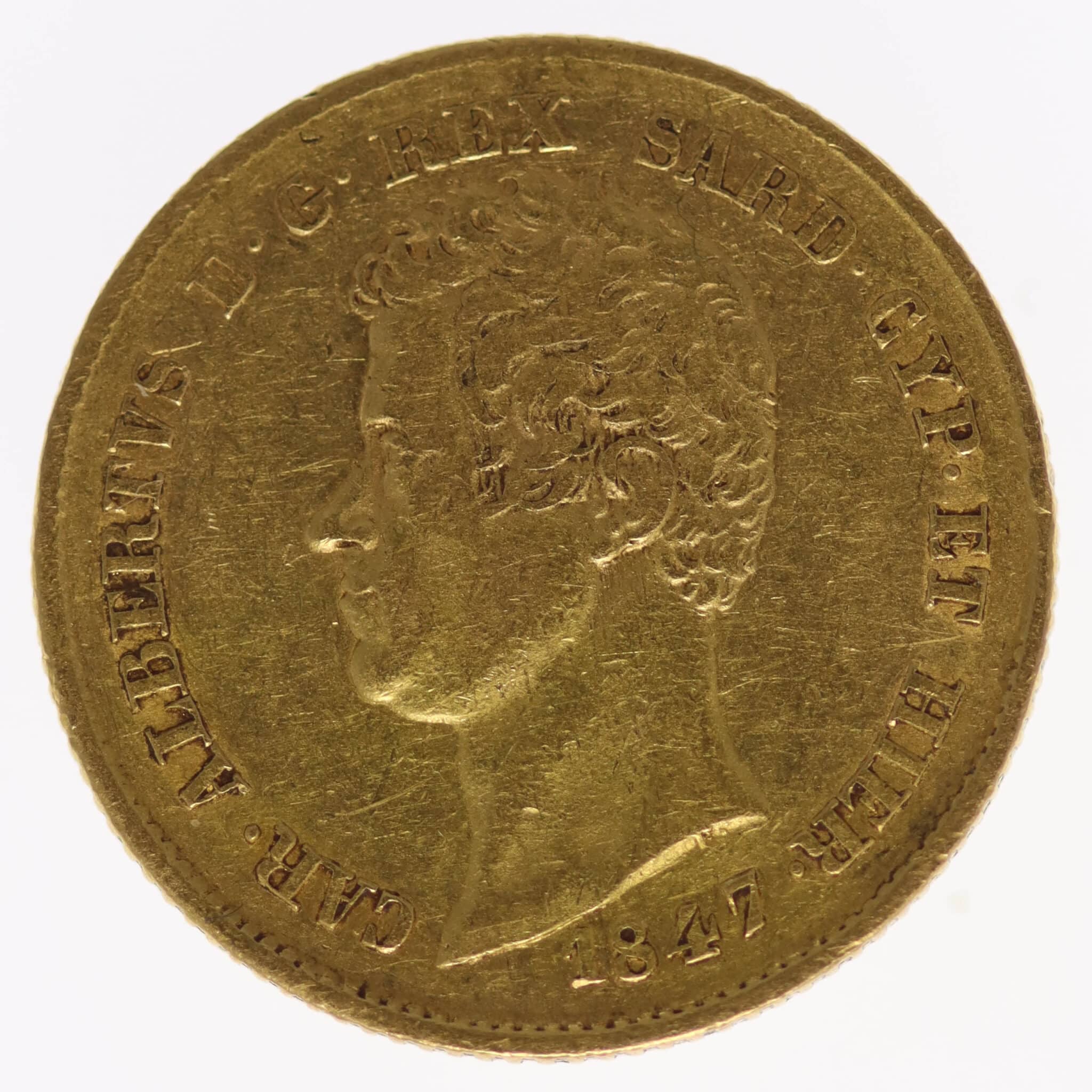 Italien Sardinien Karl Albert 20 Lire 1847
