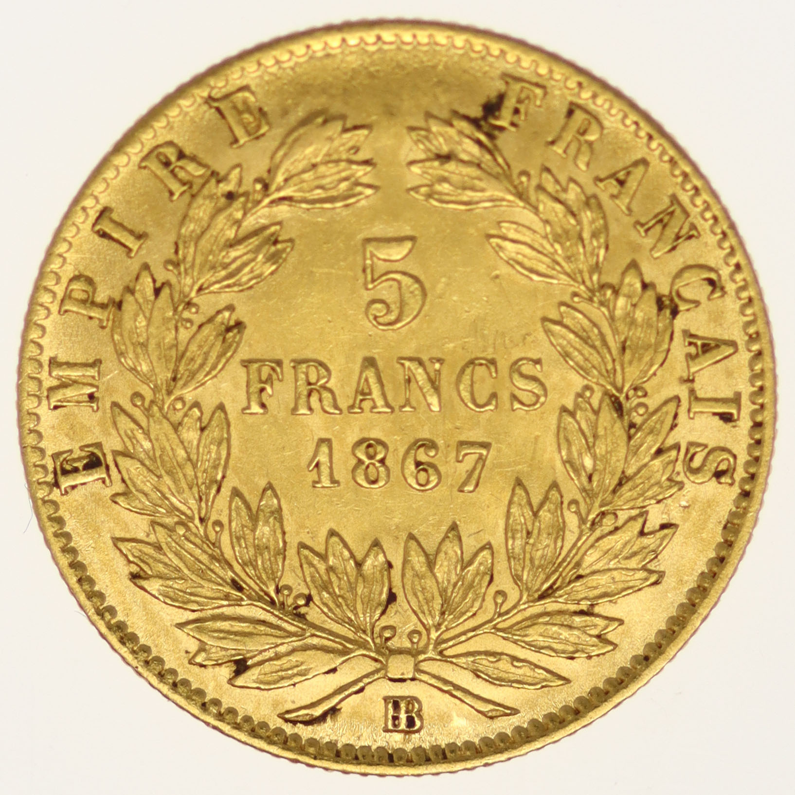 Frankreich Napoleon III. 5 Francs 1867 BB