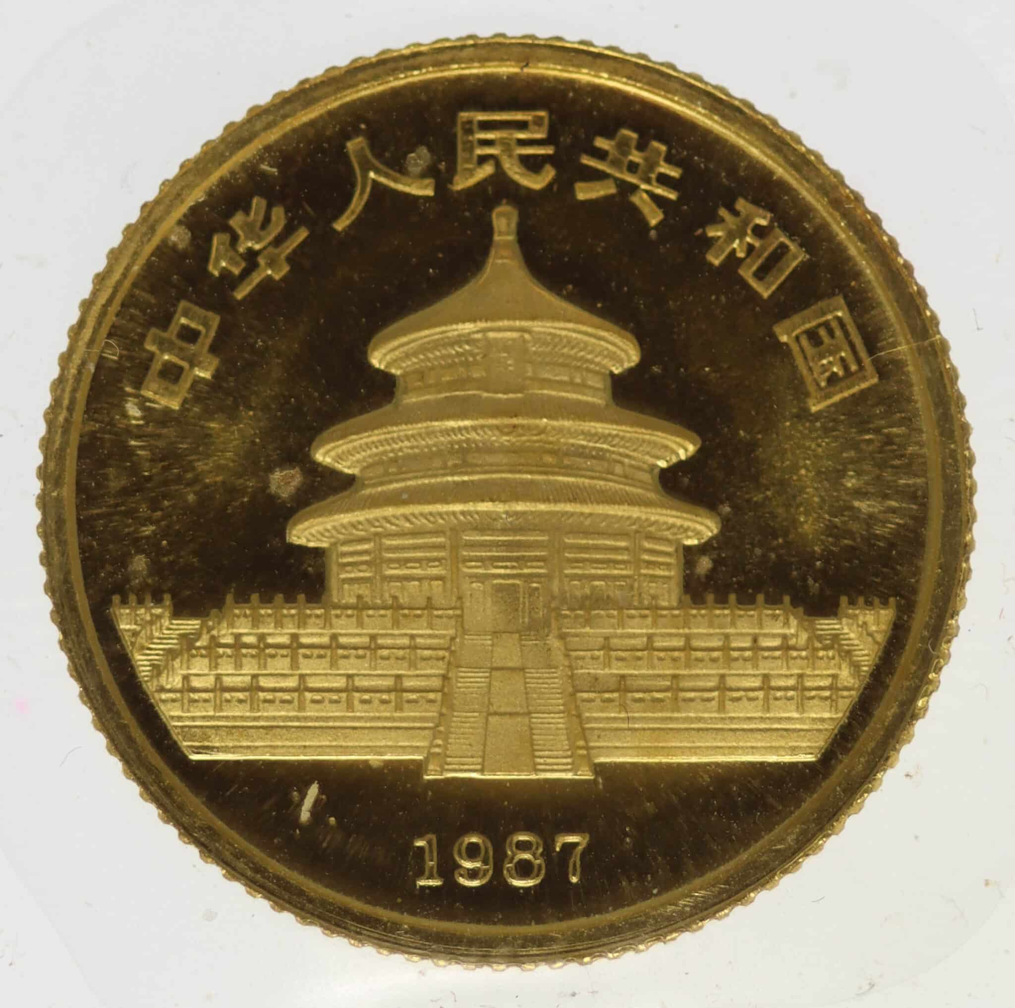 China Panda 10 Yuan 1987 1/10 Unze