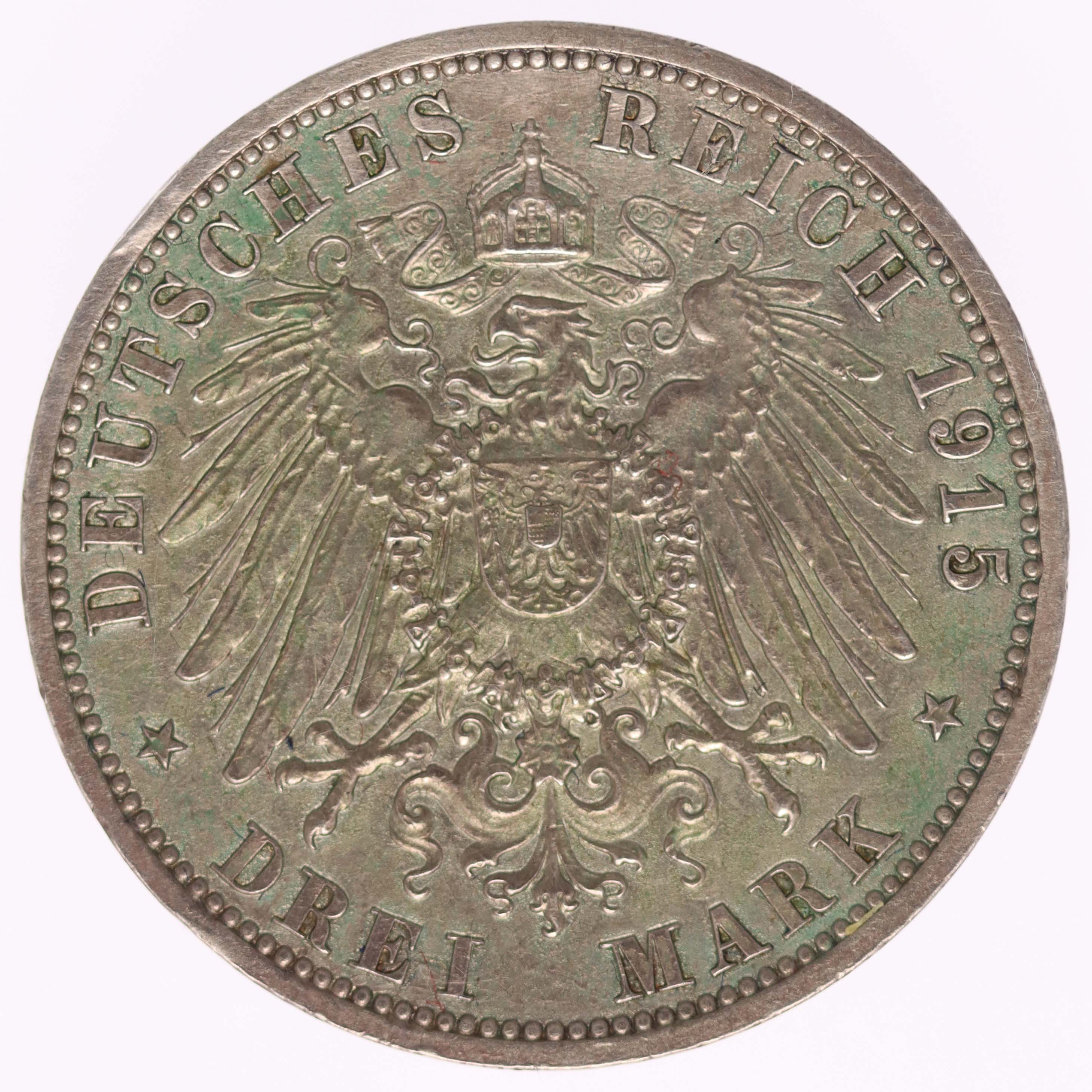 Braunschweig Lüneburg Ernst August 3 Mark 1915 A