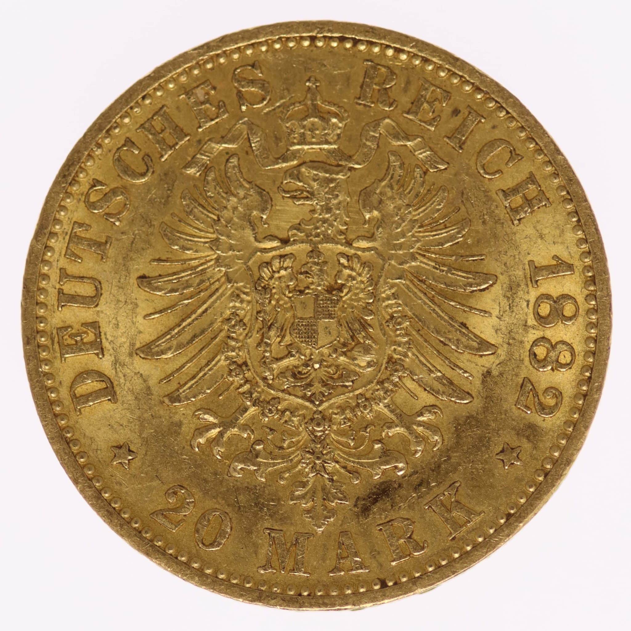 Preussen Wilhelm I. 20 Mark 1882 A