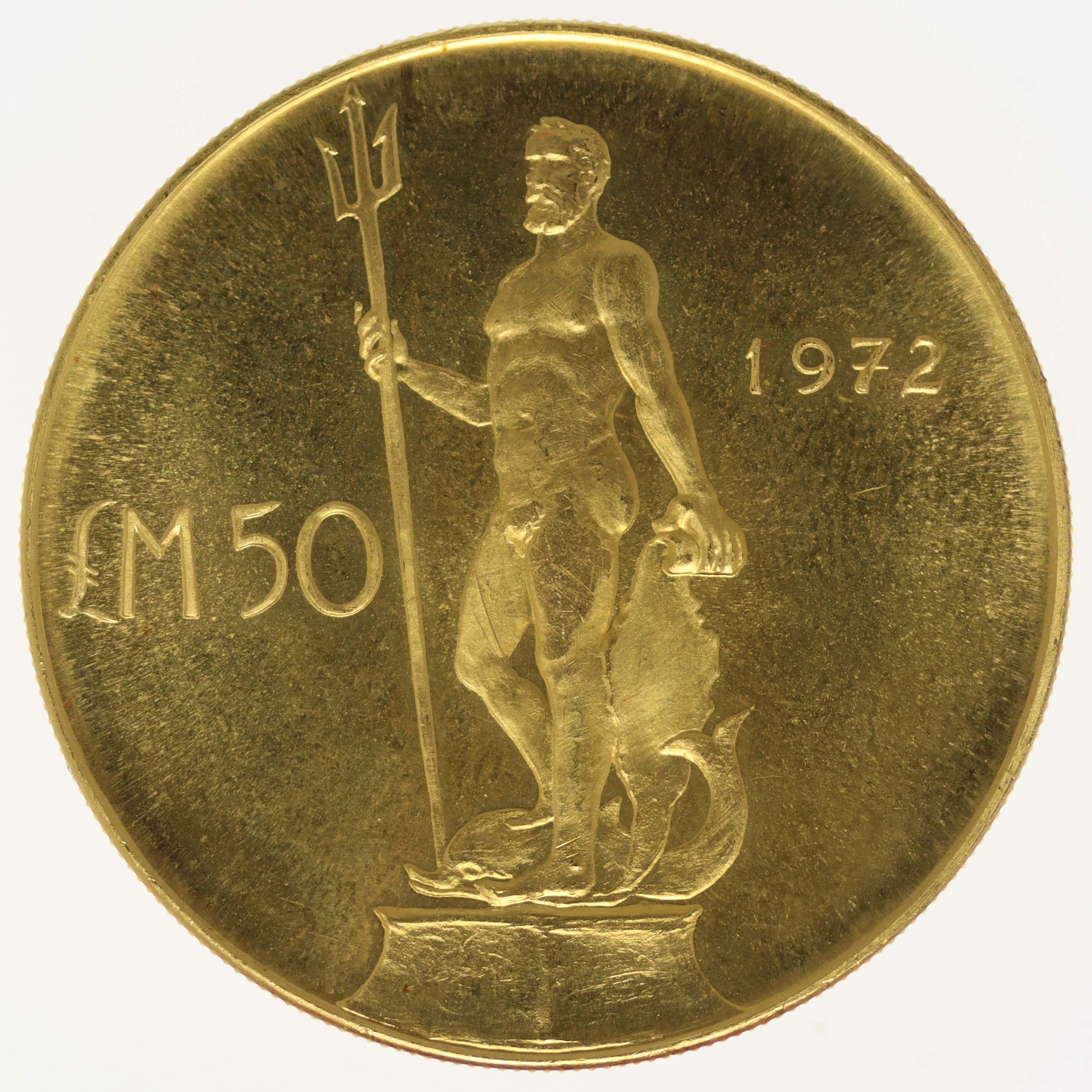 Malta 50 Pounds 1972
