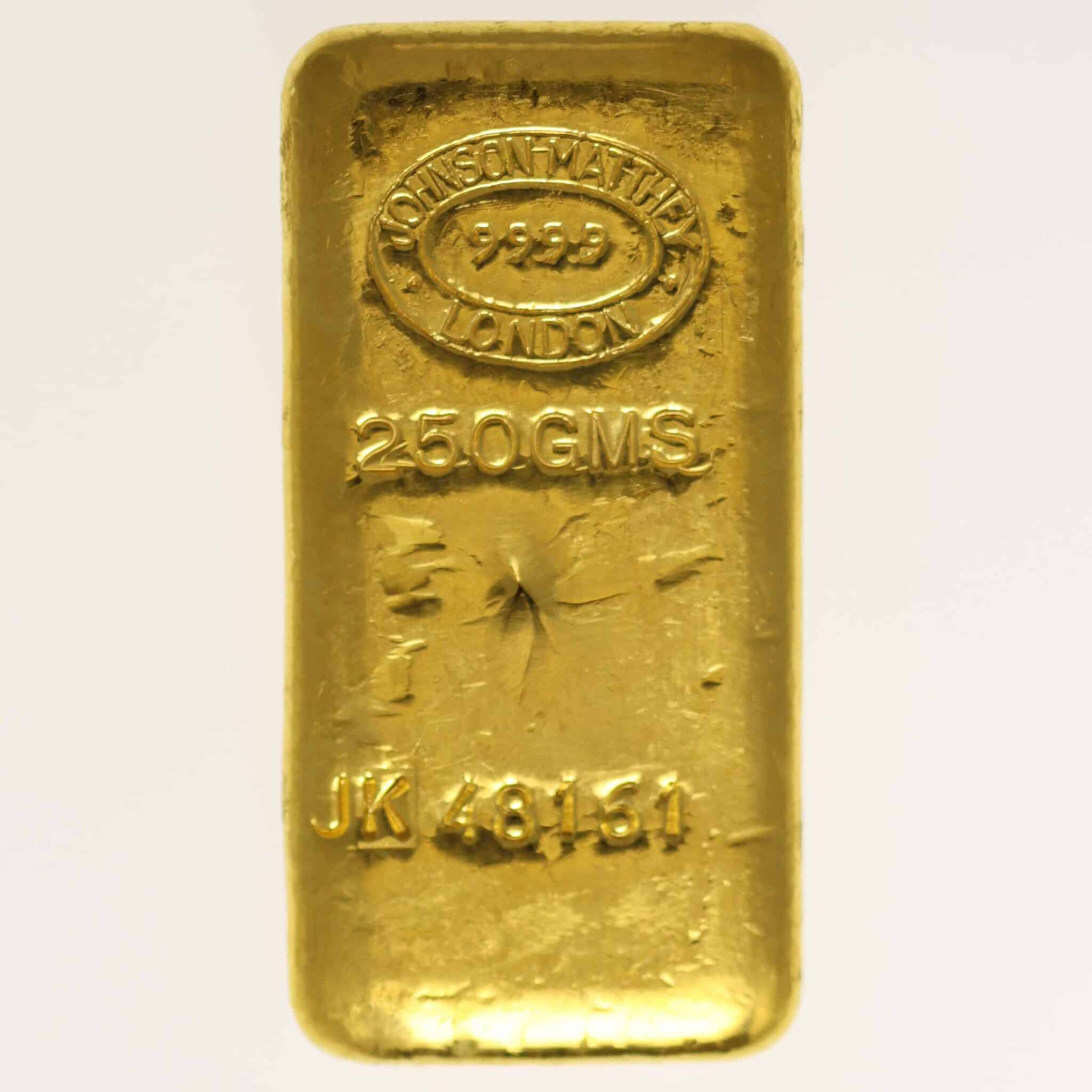 Goldbarren 250 Gramm Johnson Matthey London