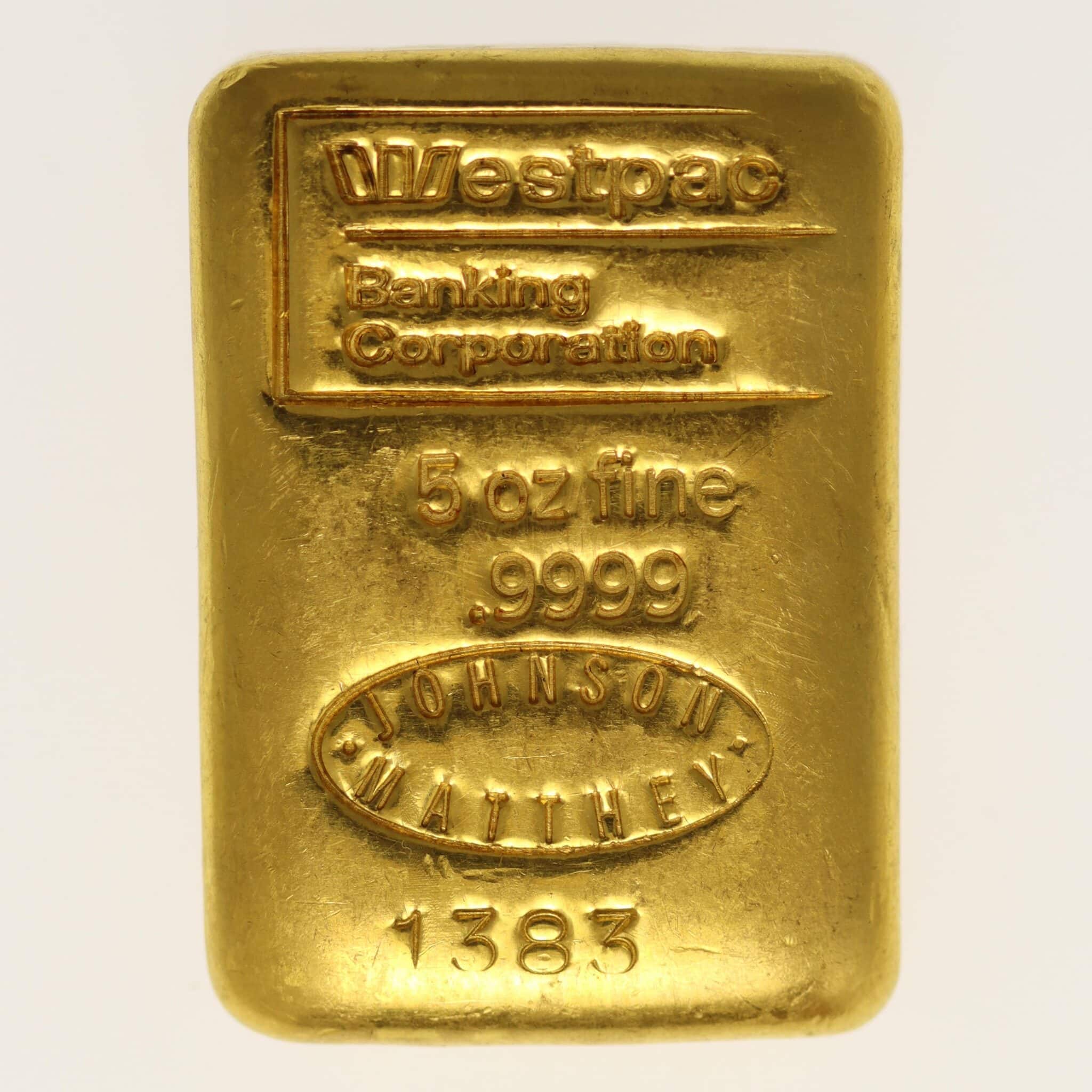 Goldbarren 5 OZ Johnson Matthey