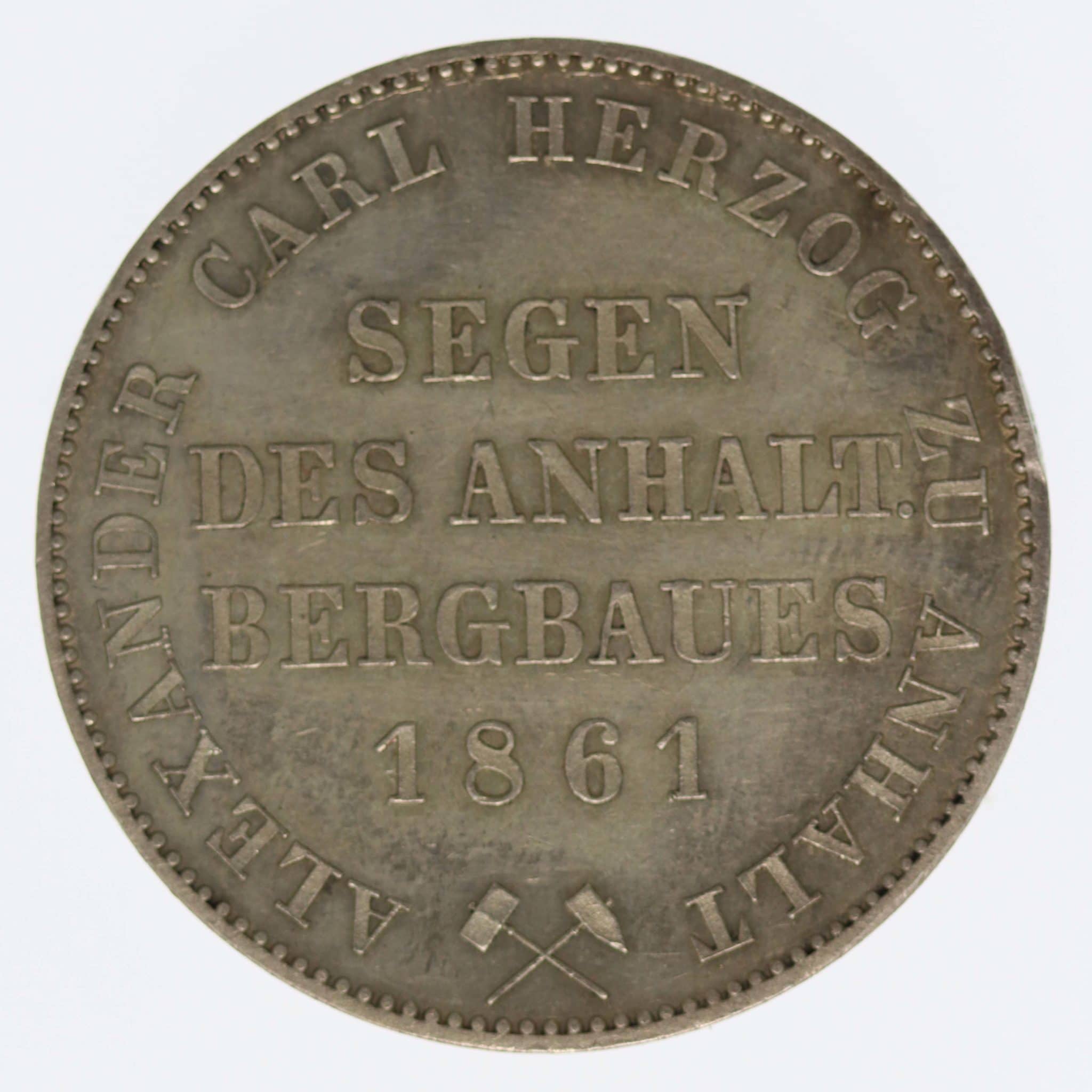 Anhalt Bernburg Alexander Carl Ausbeutetaler 1861