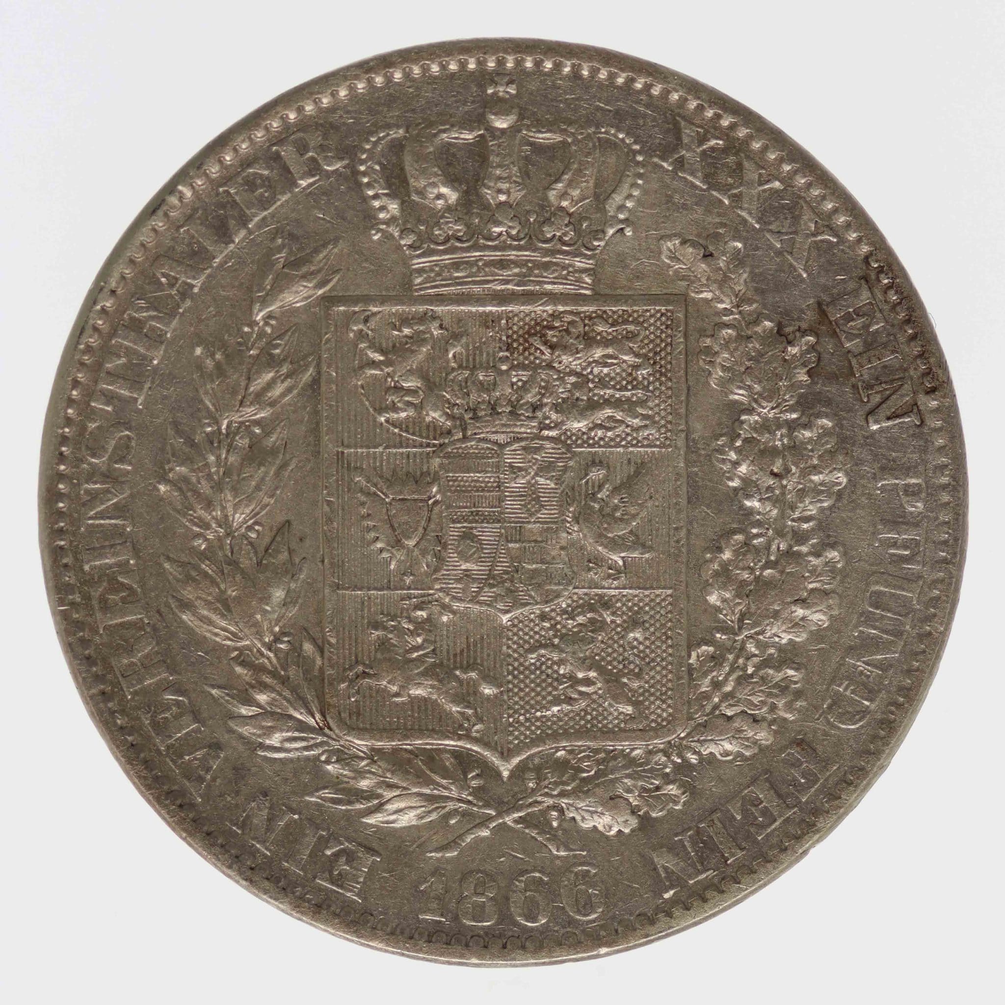 Oldenburg Nicolaus Friedrich Peter Vereinstaler 1866 B