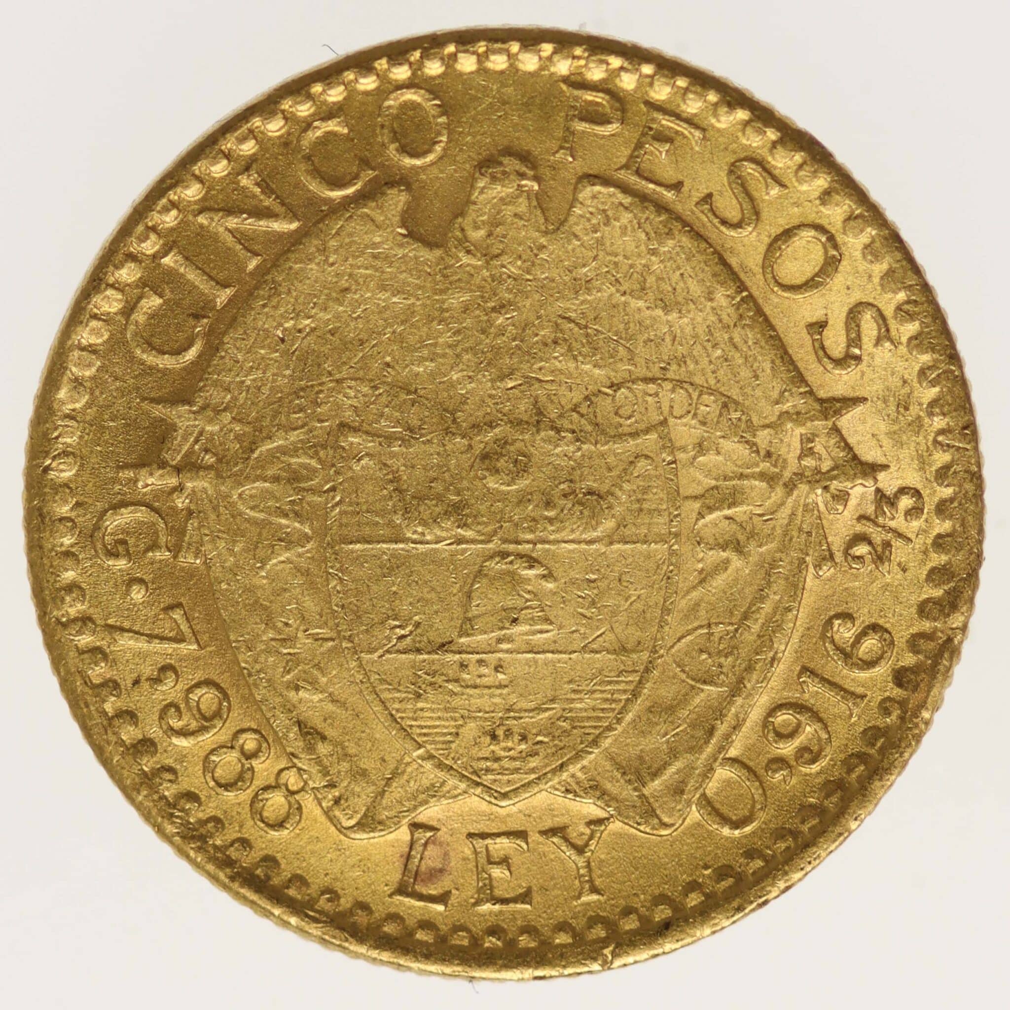 Kolumbien 5 Pesos 1919