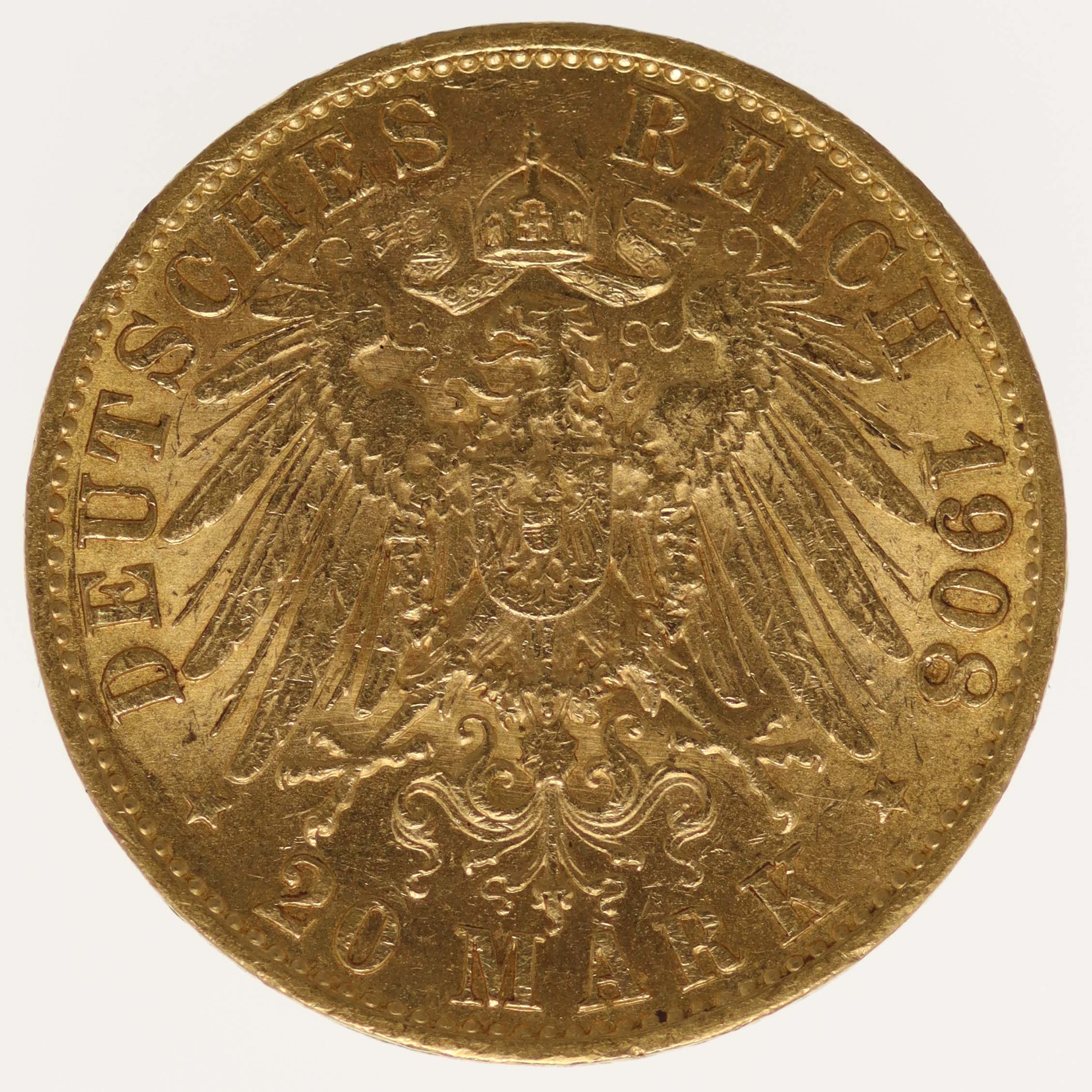 Hessen Ernst Ludwig 20 Mark 1908 A