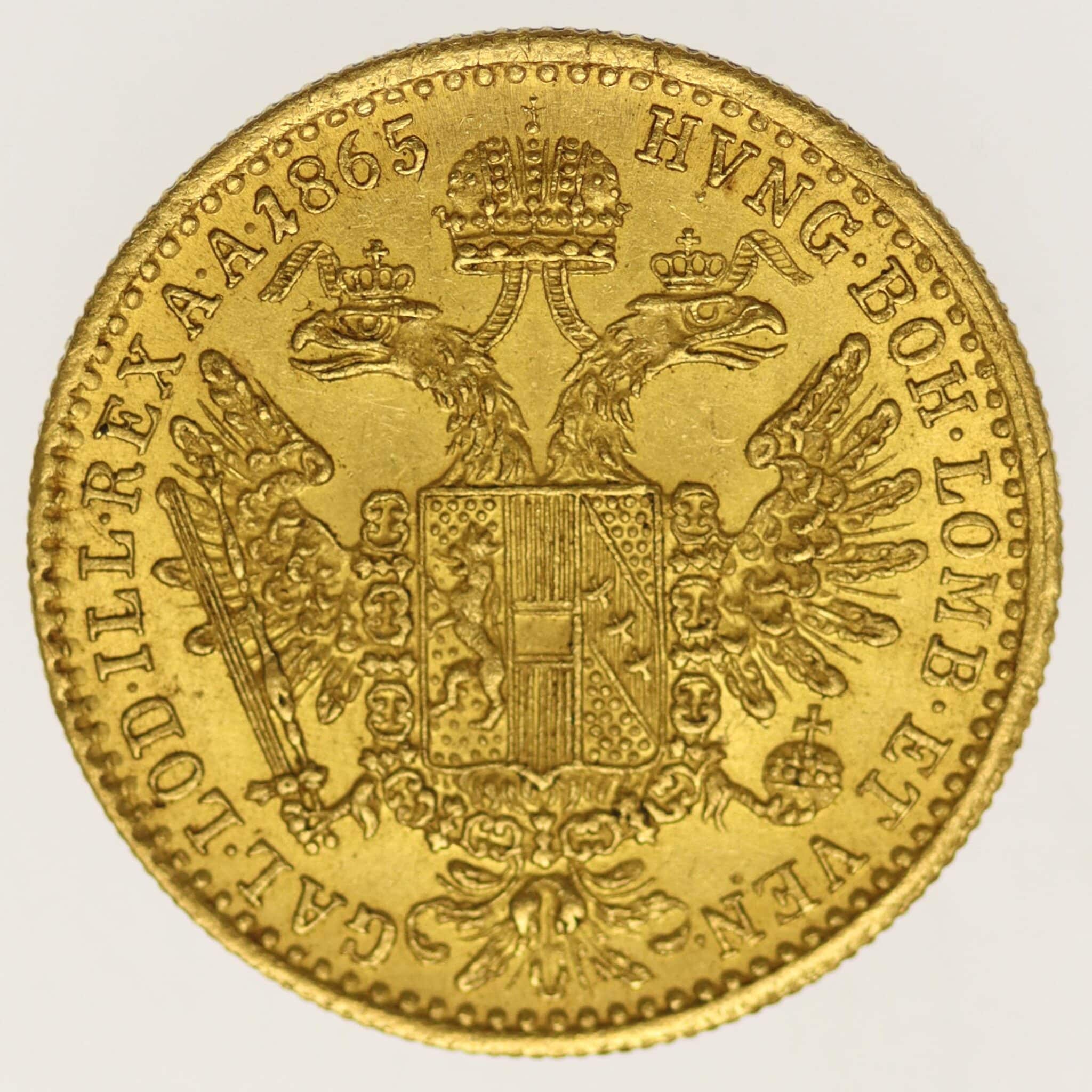 Österreich Kaiserreich Franz Joseph I. Dukat 1865 B