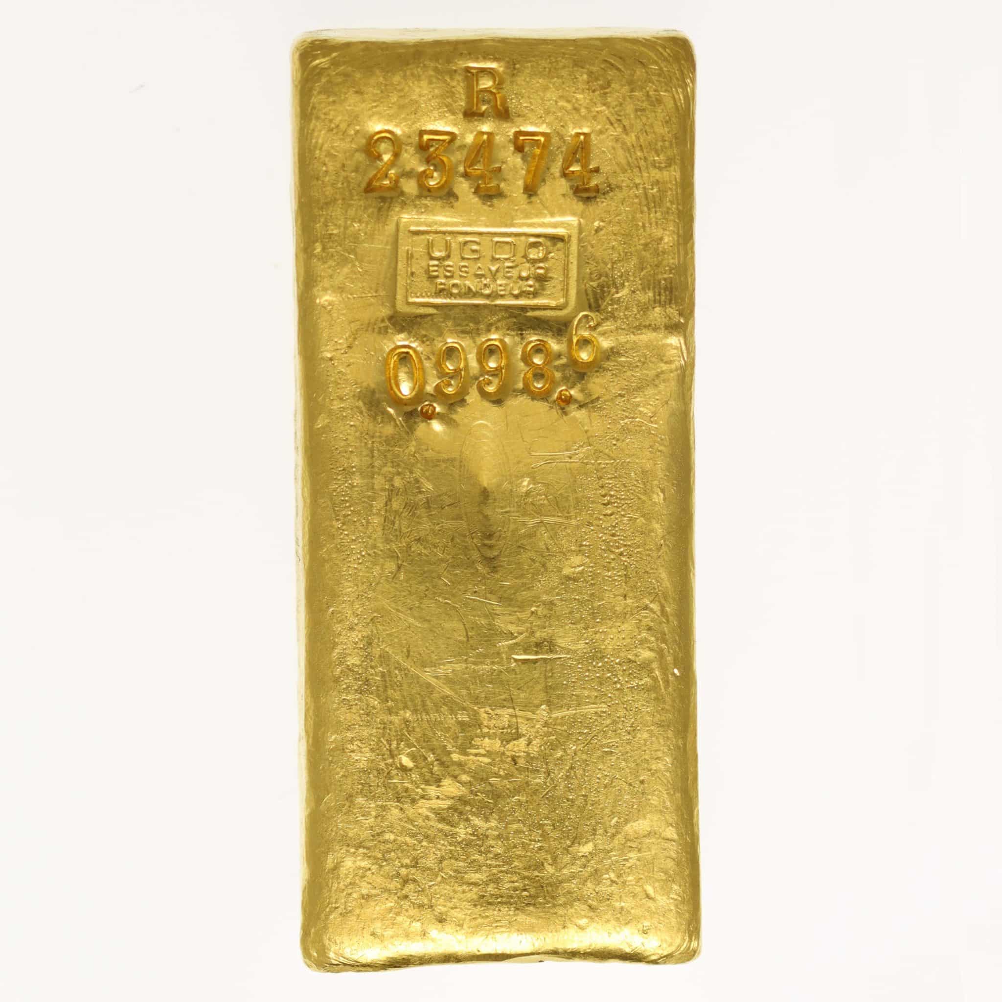 Goldbarren 1000 Gramm UGDO Usine Genevoise de Dégrossissage d'Or