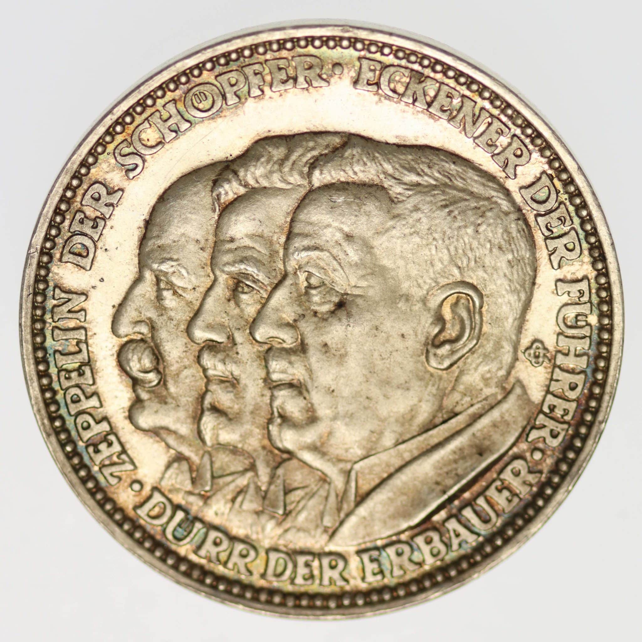 Weimarer Republik Silbermedaille 1929 Zeppelin