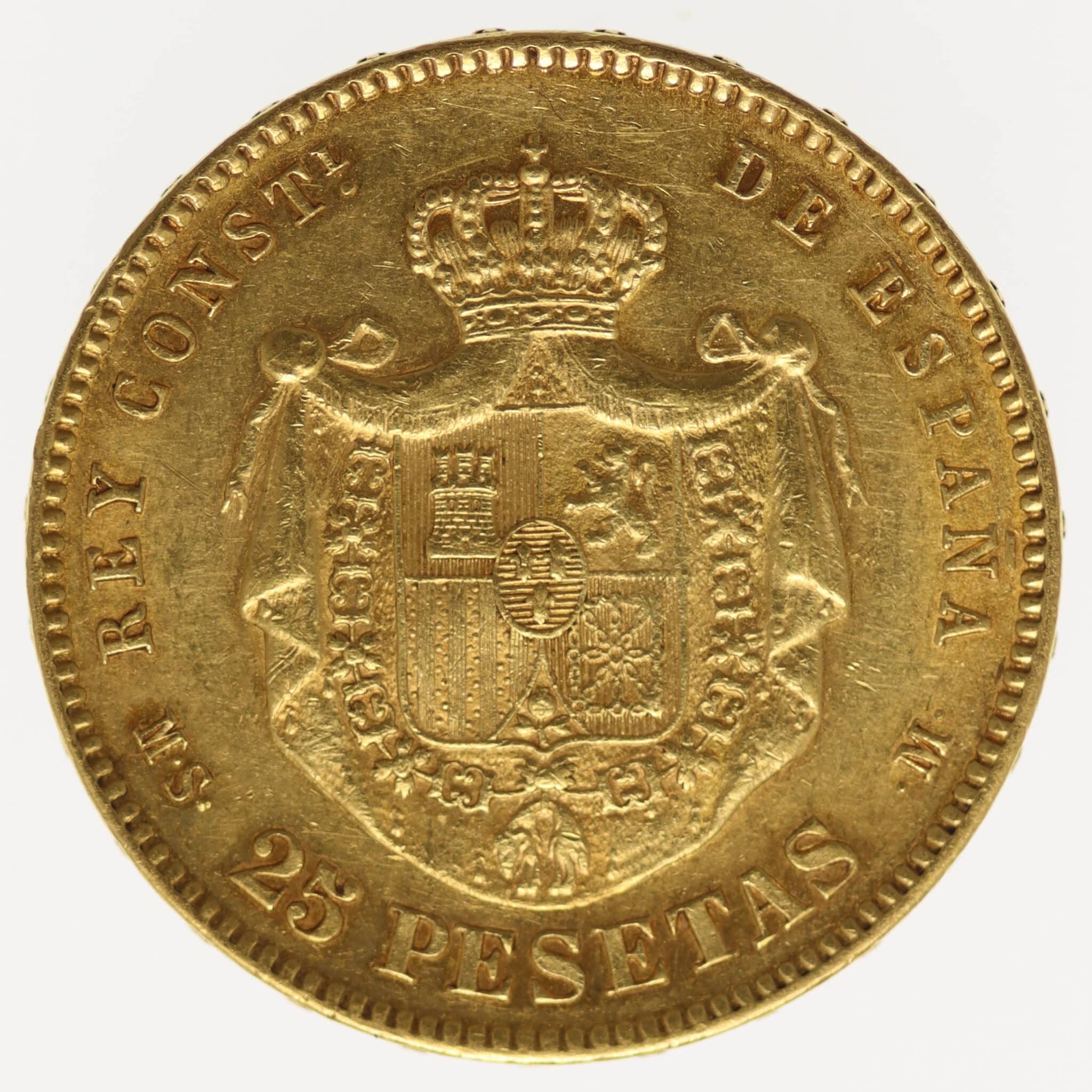 Spanien Alfonso XII. 25 Pesetas 1881 / 18-81
