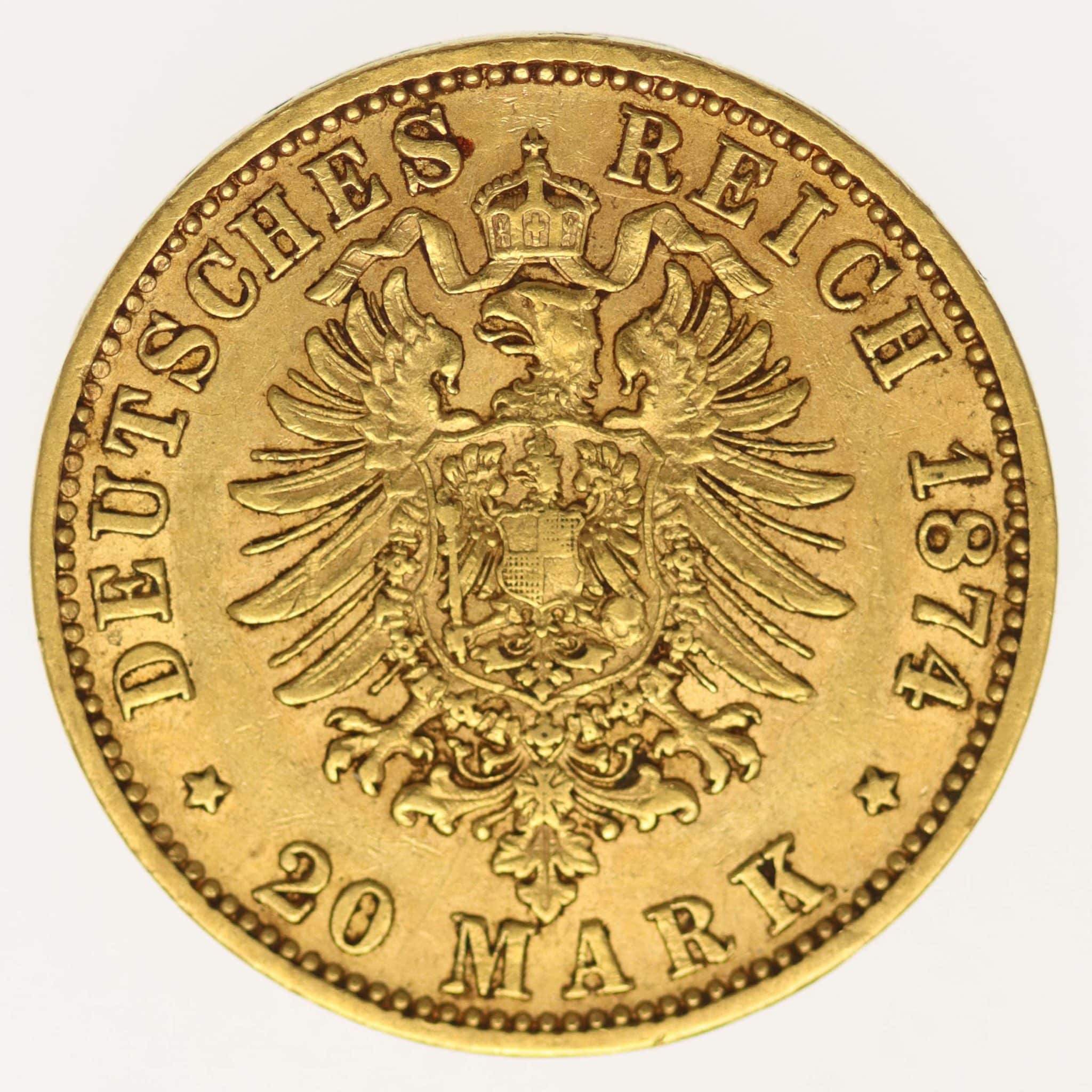 Preussen Wilhelm I. 20 Mark 1874 C